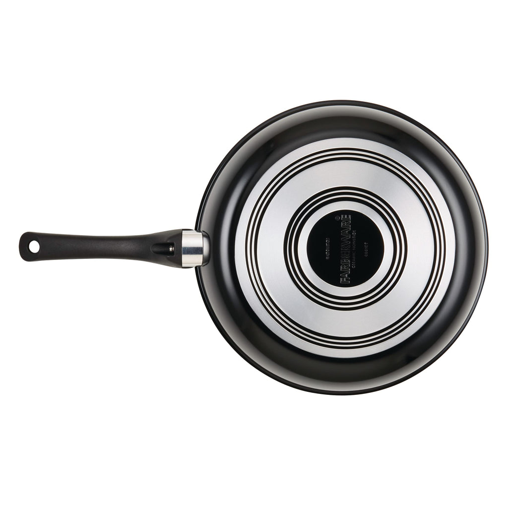 Farberware Glide Ceramic Nonstick Saute Pan / Frying Pan / Fry Pan with Lid and Helper Handle - 4 Quart, Black