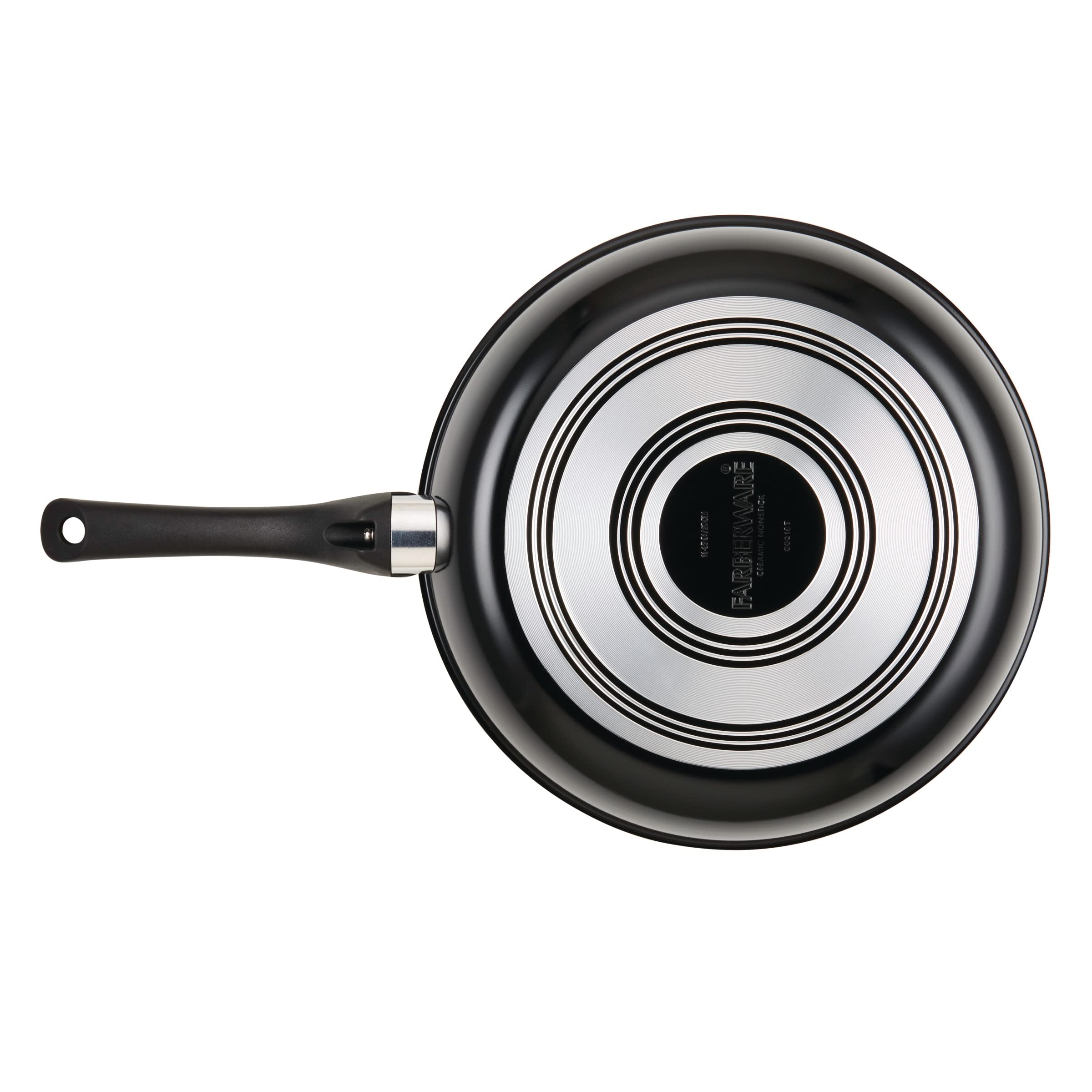 Farberware Glide Ceramic Nonstick Saute Pan / Frying Pan / Fry Pan with Lid and Helper Handle - 4 Quart, Black