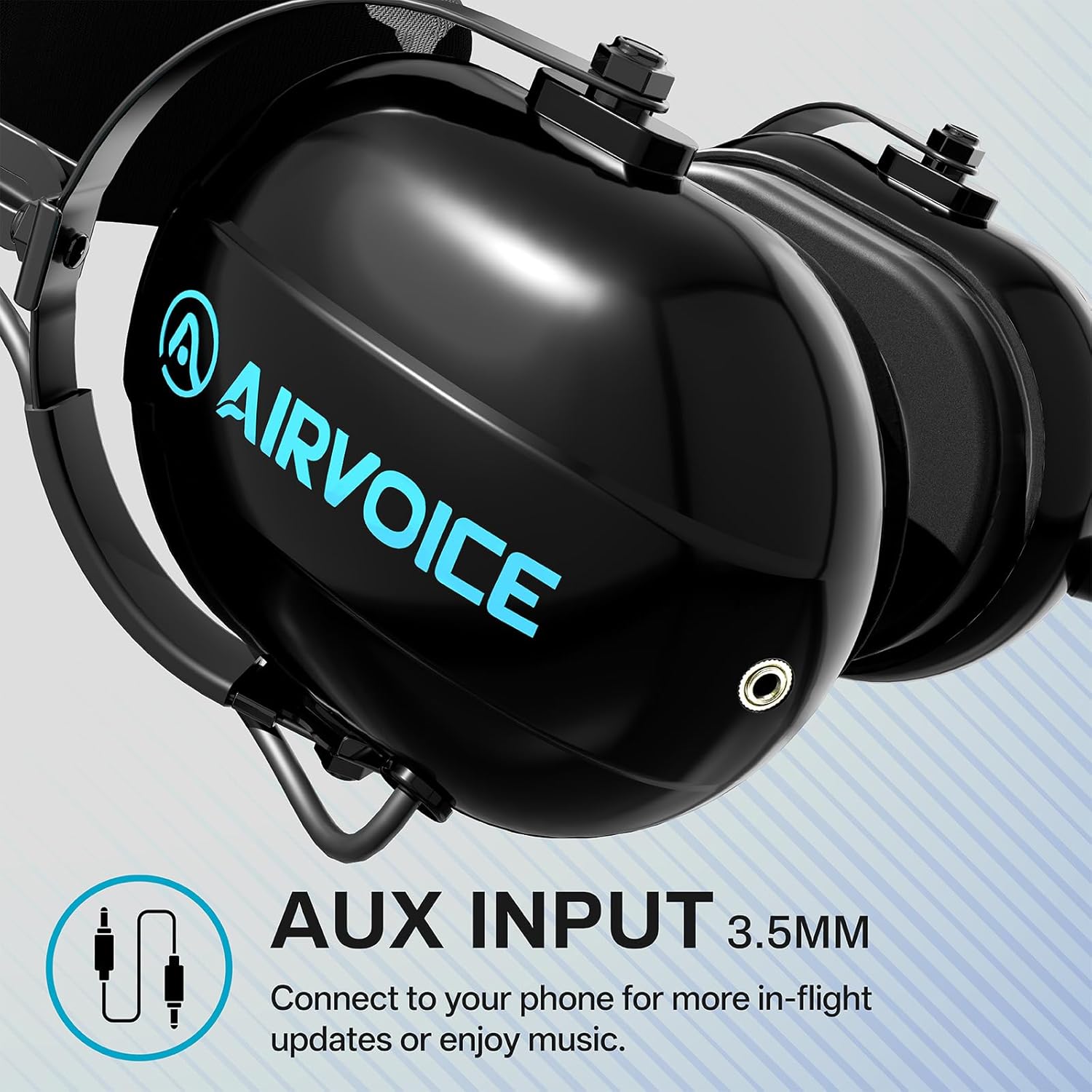 AIRVOICE Pilot Headset with Passive Noise Reduction, PNR General Aviation Headset with Comfortable Earpads and Noise Canceling Microphone, for Pilot, Flight School Student, Instructor