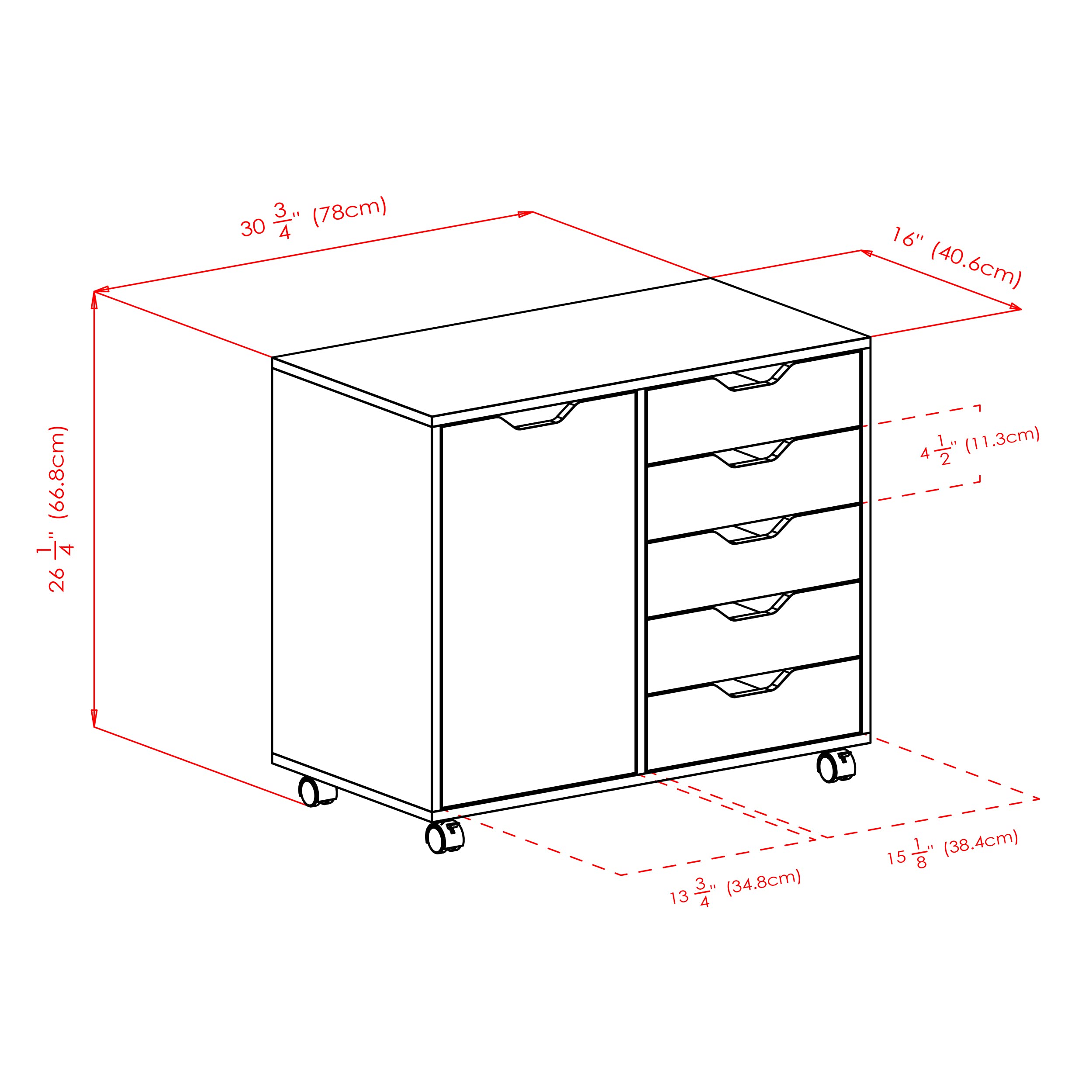 Winsome Halifax Mobile Storage Cabinet with Doors & Drawers, Stylish & Functional Home Storage Cabinet for Filing, Kitchen Organization, Moveable Furniture for Office, Dorms, Apartments