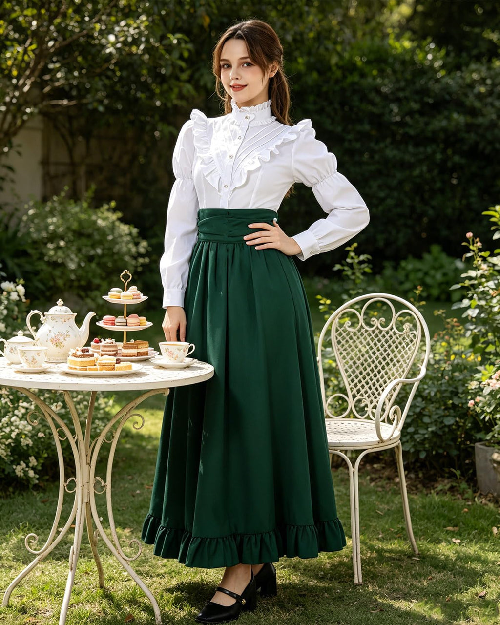 Victorian Dress for Women 2-Pieces 1800s Edwardian Dress Ball Gown Renaissance Costume