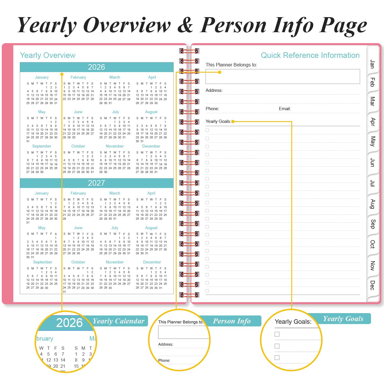 2026-2027 Daily & Monthly Planner - One Page Per Day, Daily Planner from July 2026 to June 2027, Planner 2026-2027 with 12 Monthly Tabs, 6.4" x 8.5", Black