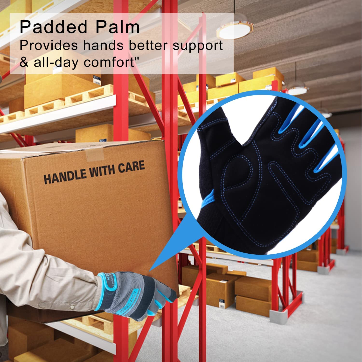 AIGEVTURE Safety Work Gloves Mens & Women, Light Duty Mechanic Gloves Touch Screen, Gardening Work Gloves with Grip,High Dexterity