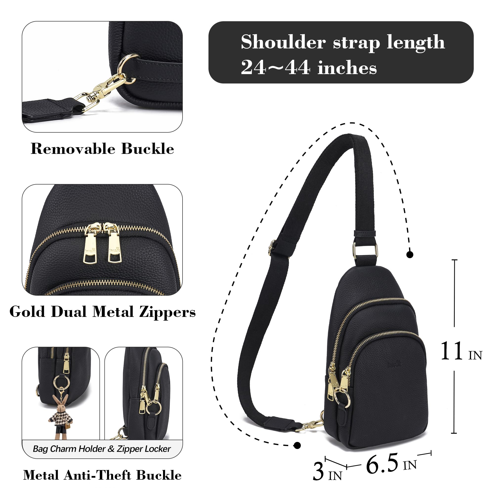 INICAT Small Crossbody Sling Bags Faux Leather Fanny Packs Purses for Women Everyday & Travel