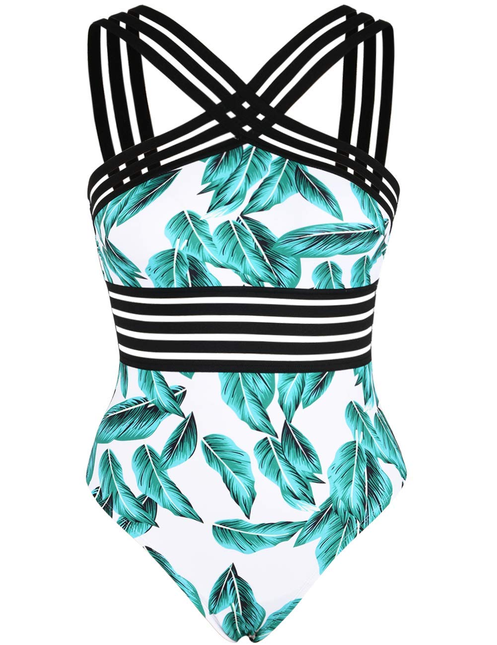 Hilor Women's Tummy Control Swimsuits Slimming One Piece Bathing Suits Front Crossover Swimwear