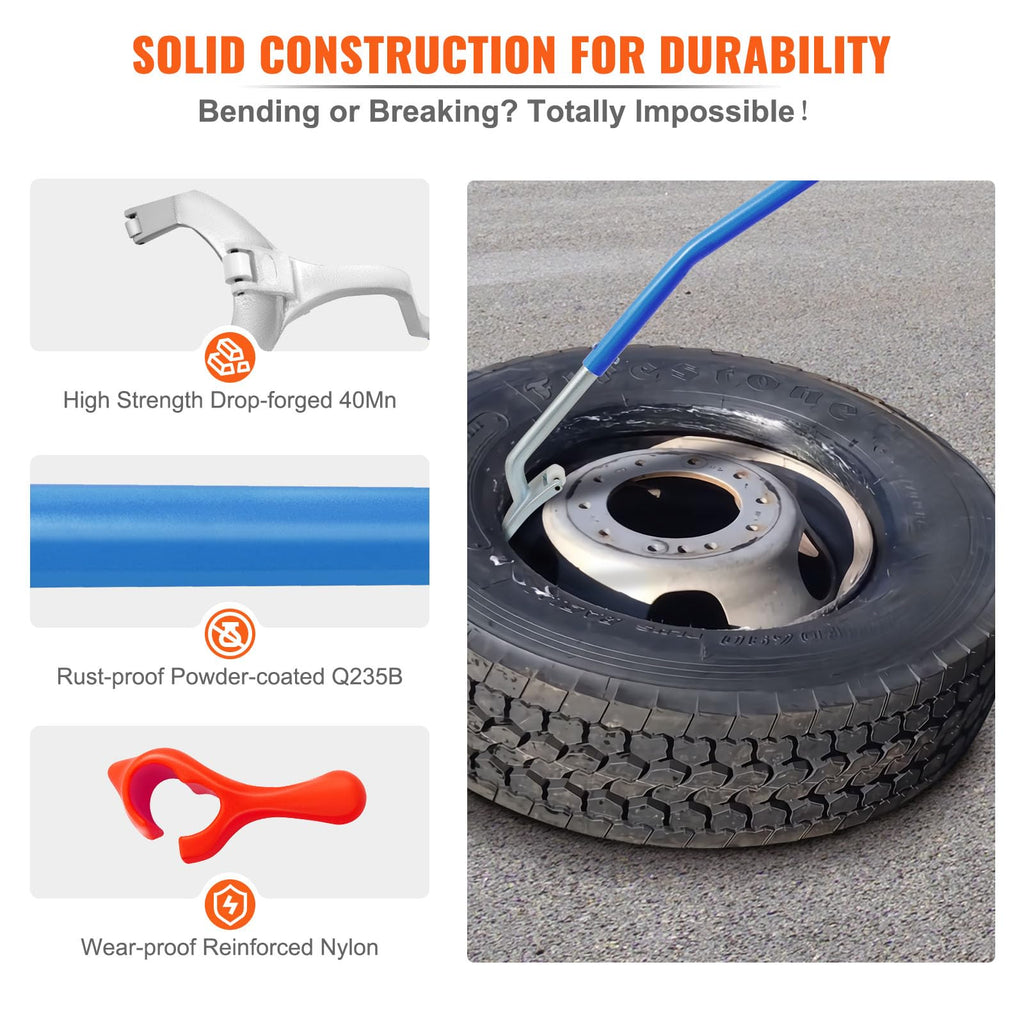 VEVOR Tire Mount Demount Tool 22.5" to 24.5" Tire Changer Steel Bead Breaker Extra Bead Holder Tubeless Truck Manual Tire Changing Tools for Car Repairing(Blue)