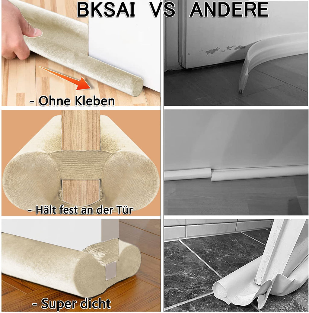 BKSAI Door Draft Stopper for Doors No Adhesive Draught Excluder Under Door Wind Blocker for Bottom of Door,Reduce Noise Draught Excluder Sweep Sound Proof (Beige 24-29IN / Distance Under The Door 1IN)