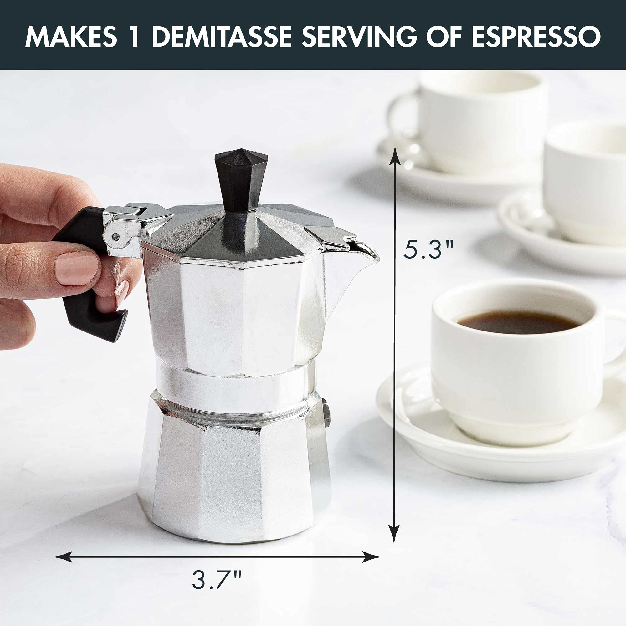Primula Classic Moka Pot Stovetop Espresso and Coffee Maker, Italian and Cuban Cafetera for Rich Espresso Brewing, Durable Aluminum Greca Coffee Maker with Easy Grip Handle, 6-Cup, Black