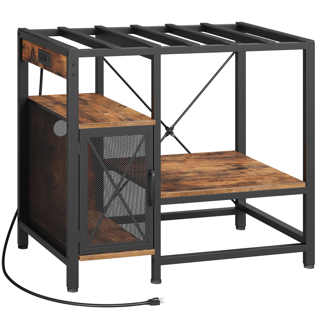 MAHANCRIS 20-37 Gallon Fish Tank Stand, Aquarium Stand with Power Outlet and Storage Cabinet, Heavy Duty Tank Stand Suitable for Turtle Tank, Reptile Terrarium, for Home Office, Black FTHB40E01