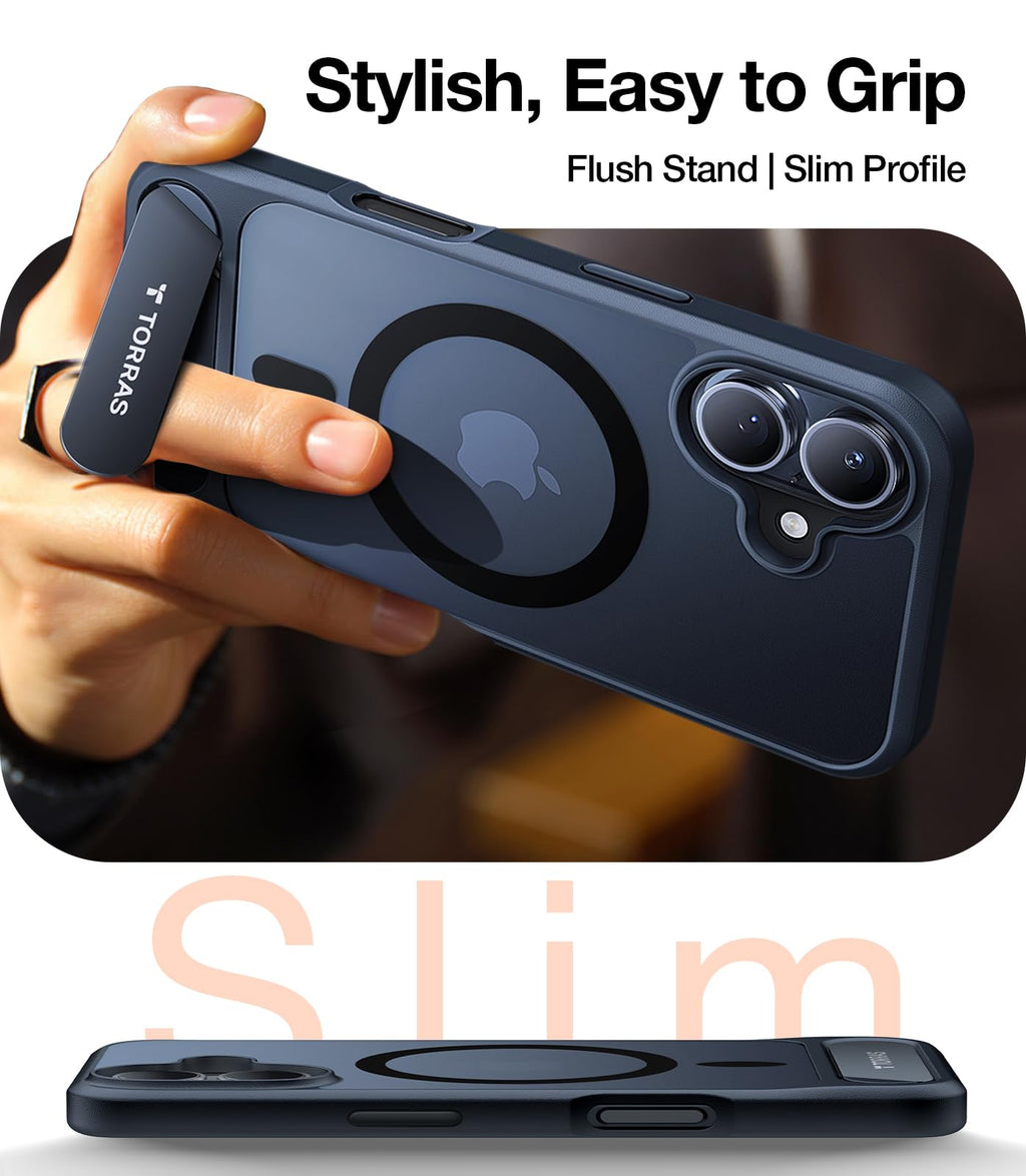 TORRAS for iPhone 13 Pro Max Case Translucent Black | Strong Magnetic & Seamless Stand, Fit for MagSafe, Military-Grade Drop Protection, Sturdy Adjustable Built-in Kickstand, Slim Matte Finish
