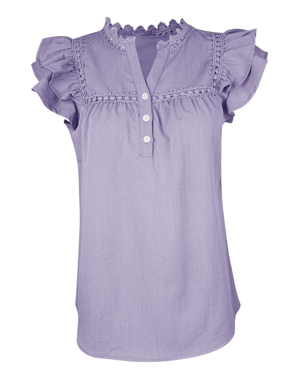Women's V Neck Lace Crochet Shirts Button Down Short Sleeve Casual Blouse Tops