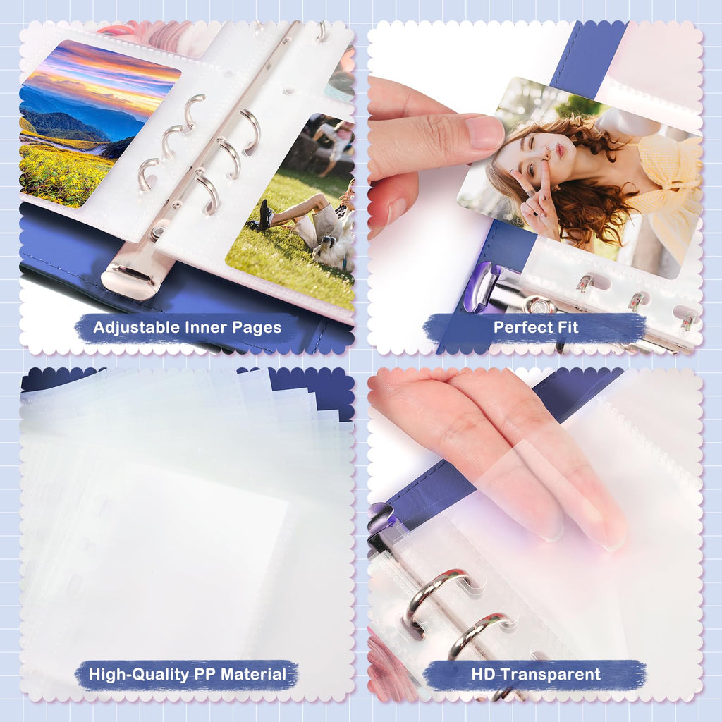 A5 Kpop Photocard Binder with 30 Pack 4-Pocket Card Pages, 6 Ring A5 Binder Card Collector Album with 240 Card Slots,PU Leather Binder Cover with Magnetic Buckle Closure for Organizing Trading Card