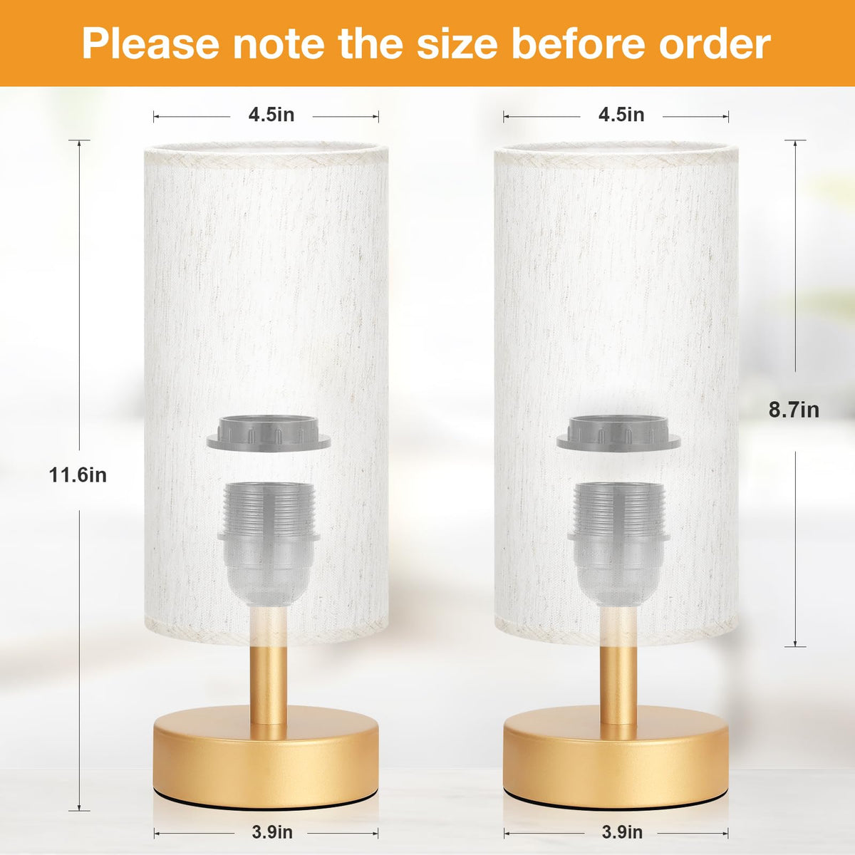 PartageiZ Small Table Lamp for Bedroom Set of 2 - Bedside Lamps for Night Stands, Minimalist Nightstand Light Lamp, Desk Lamps for Reading Room, Kids Room, Living Room, Office, Dorm