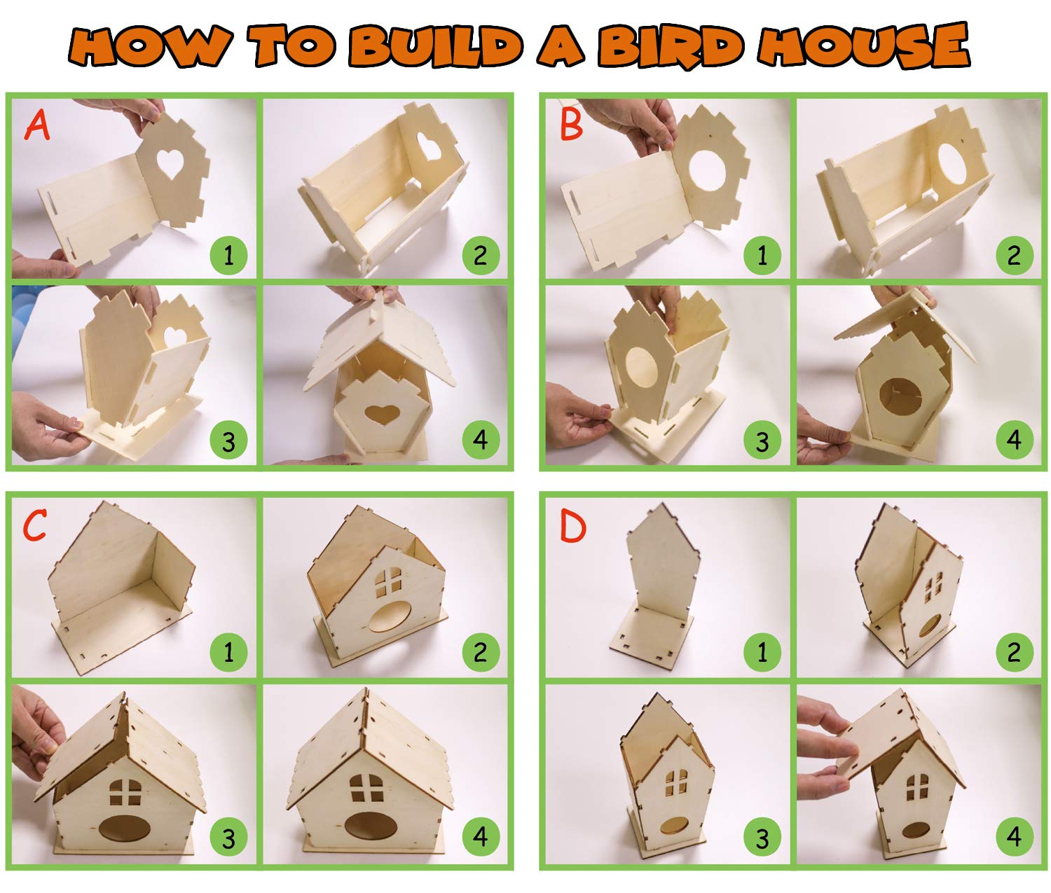hapray 12 Pack Bird House Kit, DIY Birdhouse Kits, Wooden Crafts Arts for Children to Build and Paint (Includes Paints & Brushes) for Kids Girls Boys Toddlers Halloween Christmas Gift
