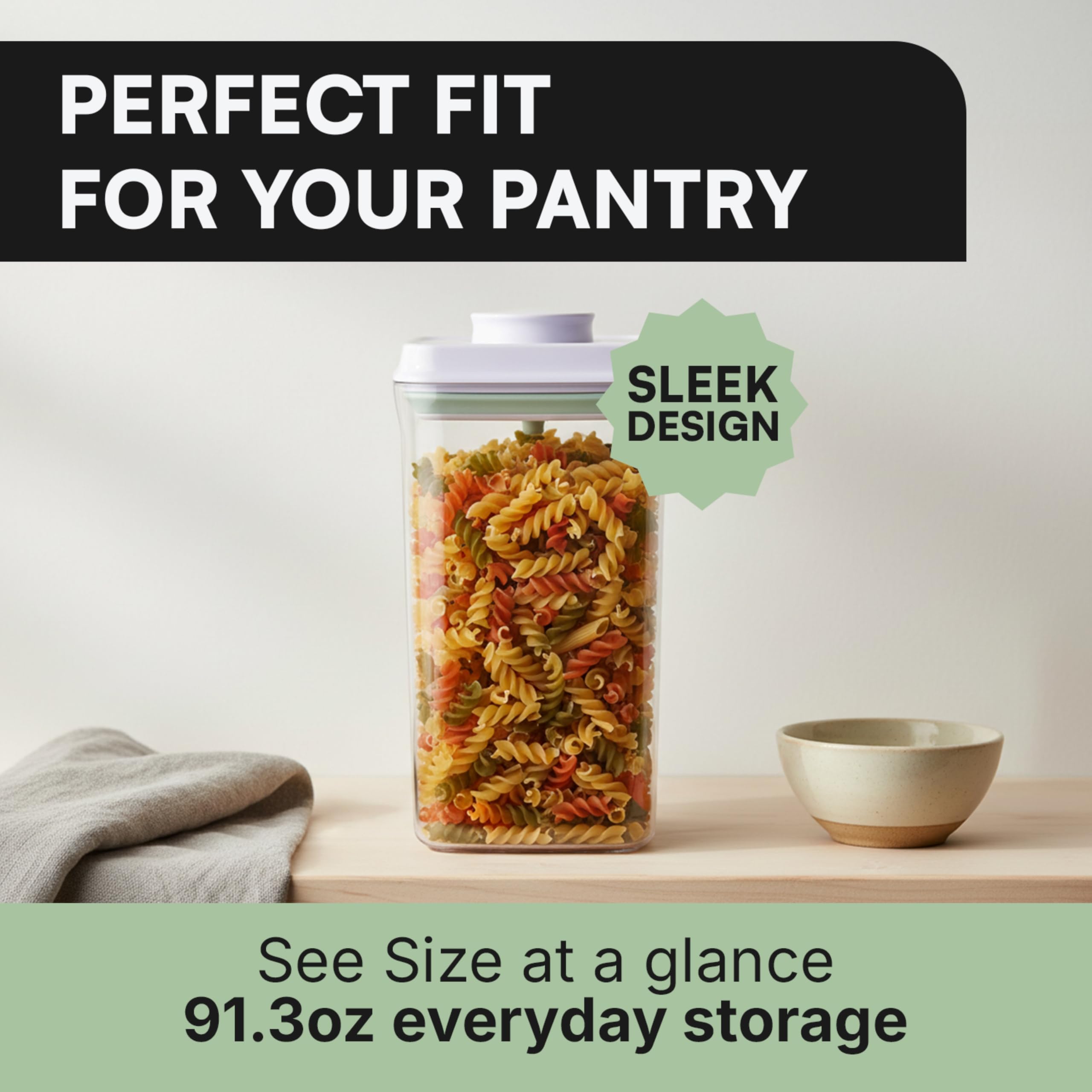 Bop Top Airtight Food Storage Containers with Lid 13.5 Cups / 108 oz | Kitchen Canister Sets | Air Tight Pantry Container | Pop Top Dry Food Storage Containers for Snacks, Sugar, Flour, Baking, Pasta