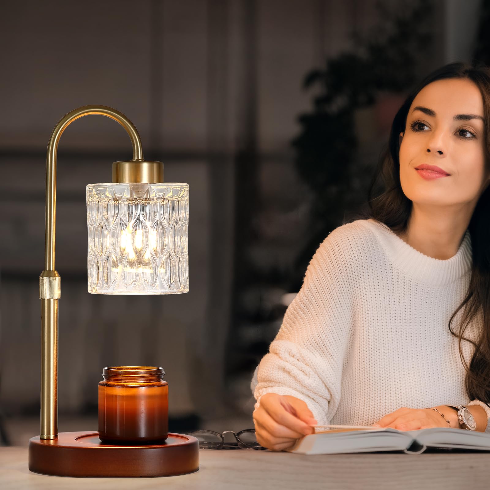 MEIXISUE Candle Warmer Lamp with Timer and Dimmer,Electric Amber Light Gifts for Women Melt Wax Warmer Lamp with 2 Bulbs for Candle Jars House Warming New Home Decor
