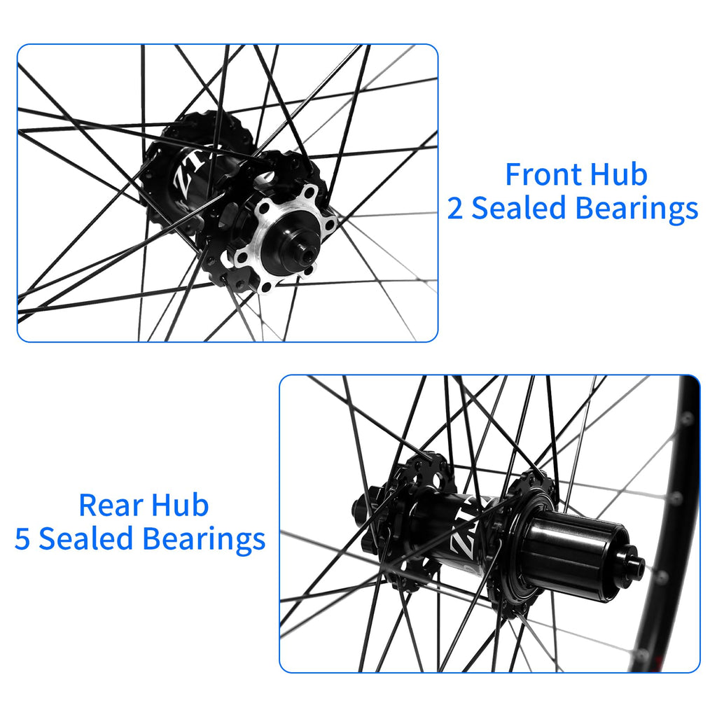 26"/27.5"/29" Mountain Bike Wheelset，Ultralight Aluminum Alloy Rim 32H High Strength Bike Wheels， Quick Release Disc Brake MTB Wheel Set， Compatible 7-12 Speed Cassette