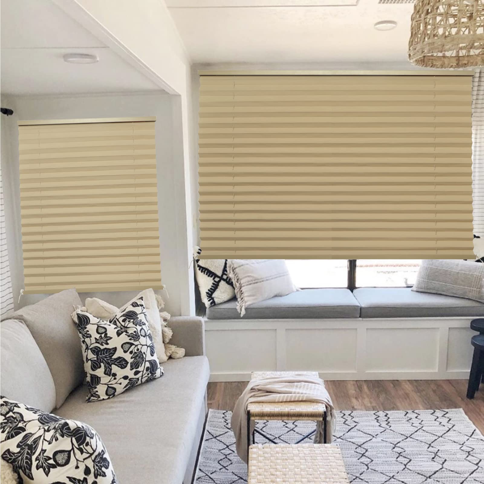 NOVINO RV Blinds Shades for Camper Window,RV Shades Pleated Camper Blinds for Travel Trailer Motor Coach Motorhome Window-14 W x 24" L