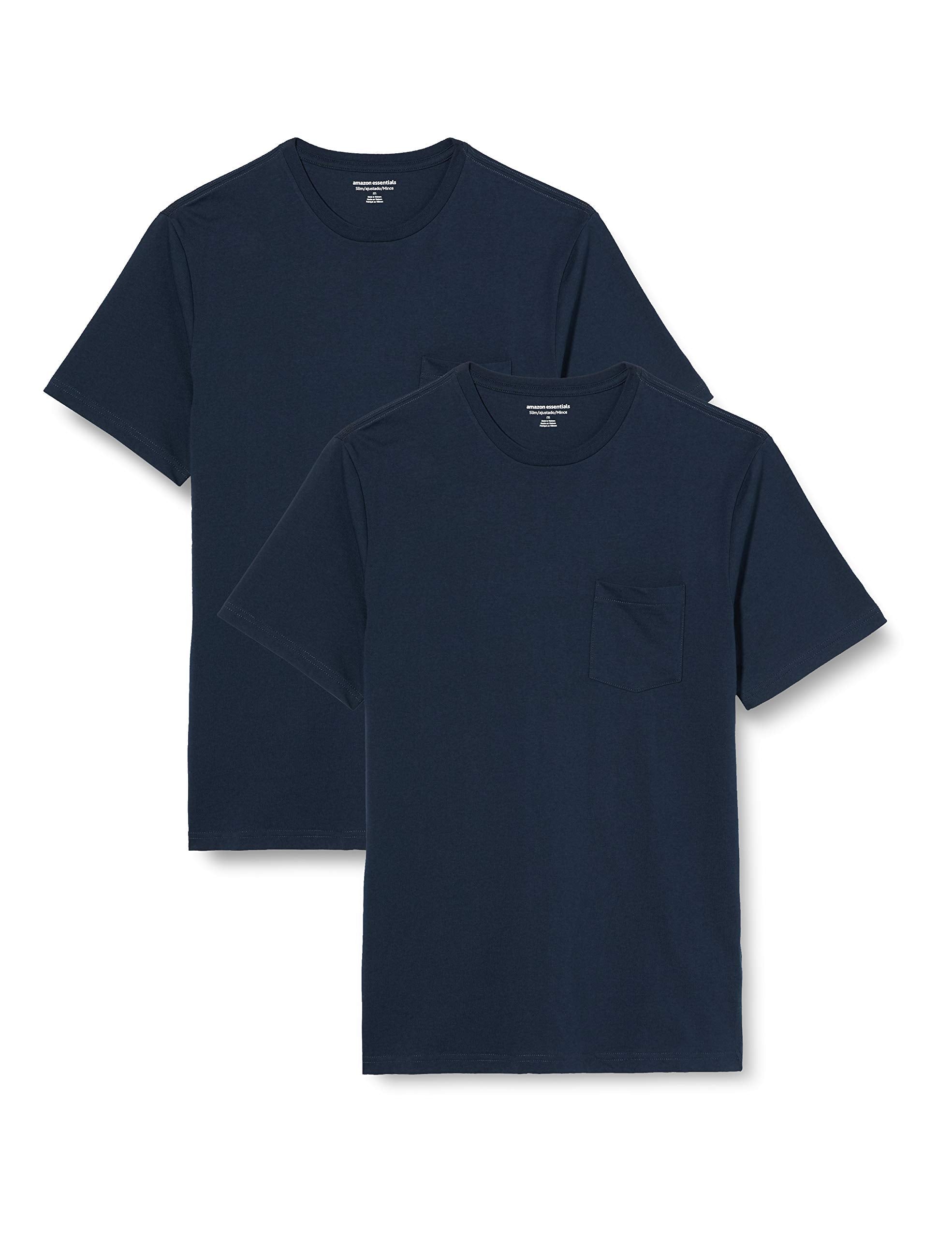Amazon Essentials Men's Short-Sleeve Crewneck Pocket T-Shirts, Pack of 2