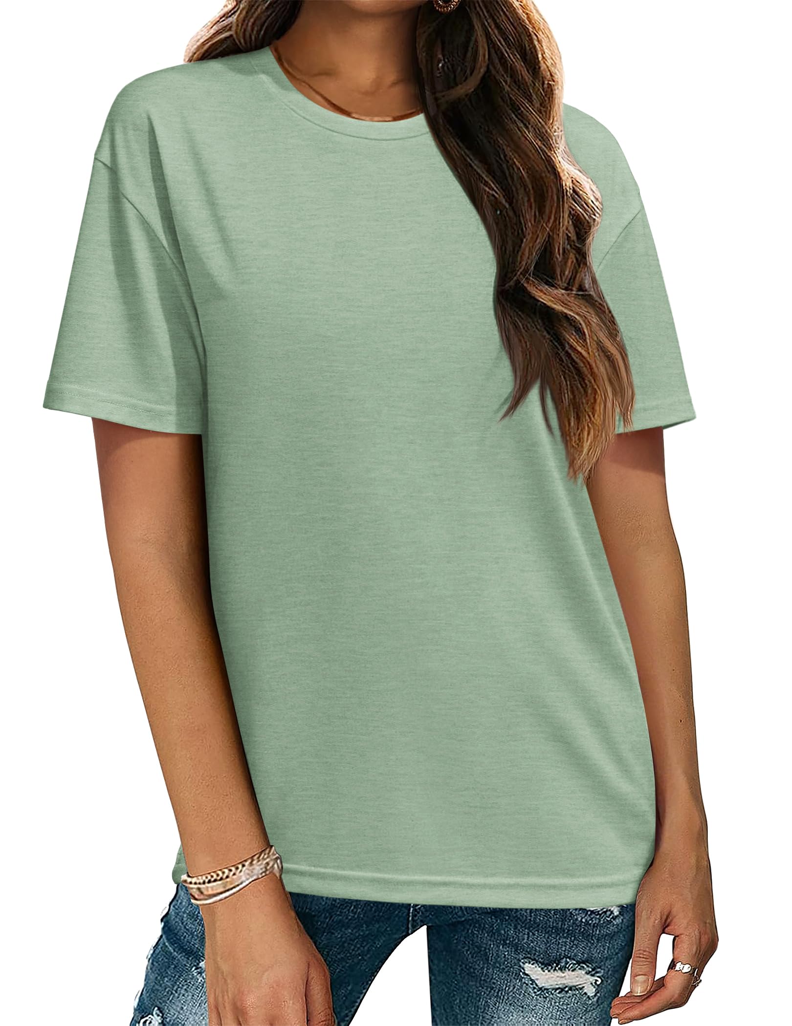 Zeagoo Women's T-Shirts Short Sleeve Tops Summer Casual Blouse Crew Neck Basic Shirt 2 Pack Loose Fit Tee