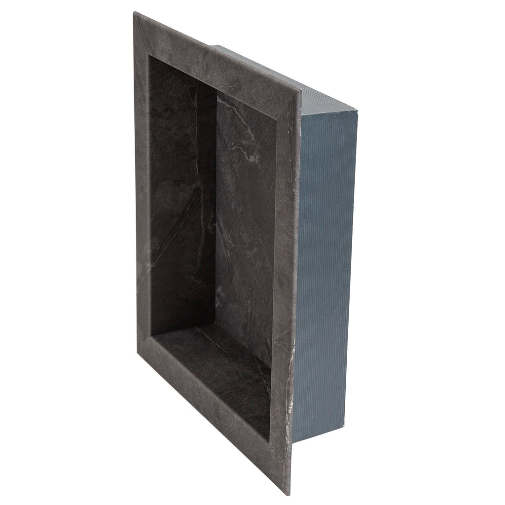 Palisade 17.5 in x 15.5 in Vinyl Shower Niche Ashen Slate | Waterproof Shower Insert