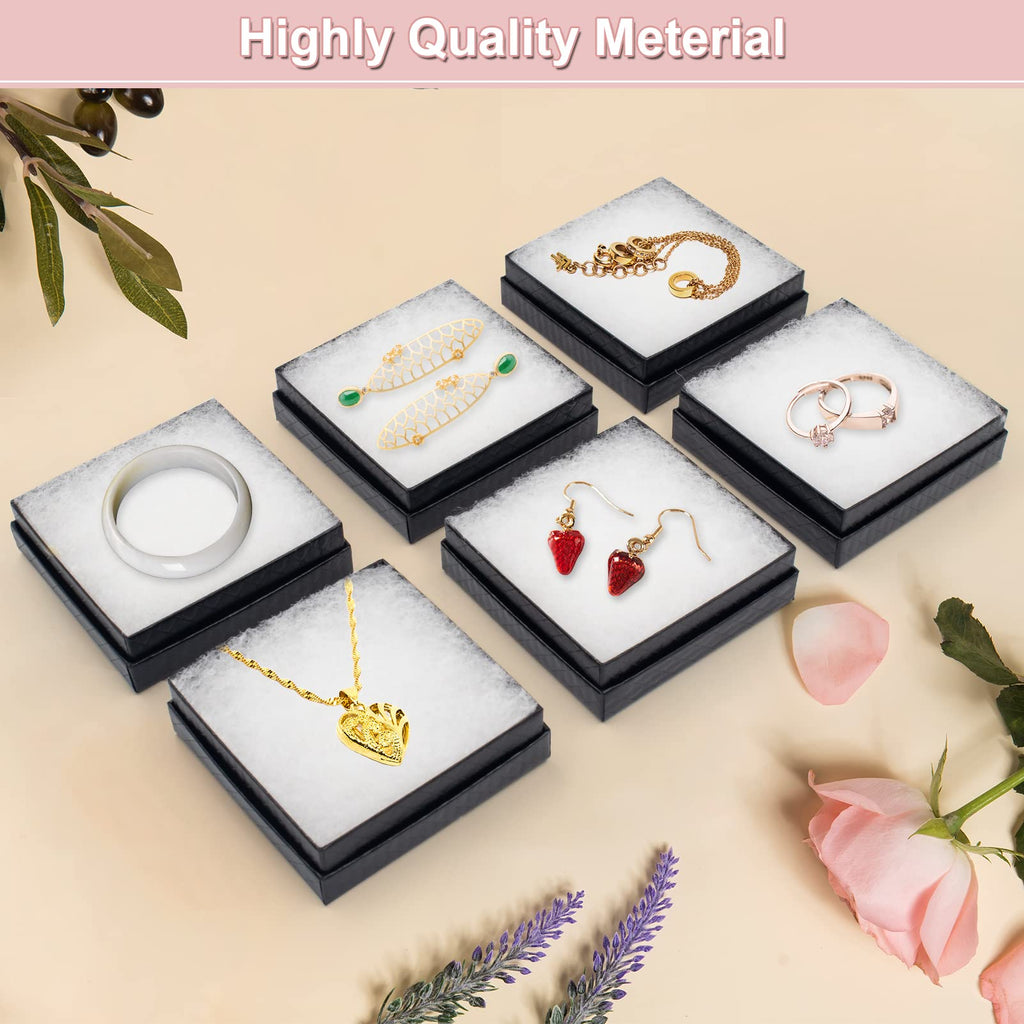 Cardboard Jewelry Black Gift Boxes 20 Pack3.5×3.5×1 inches, its apply to displaying necklaces, rings, bracelets, earrings