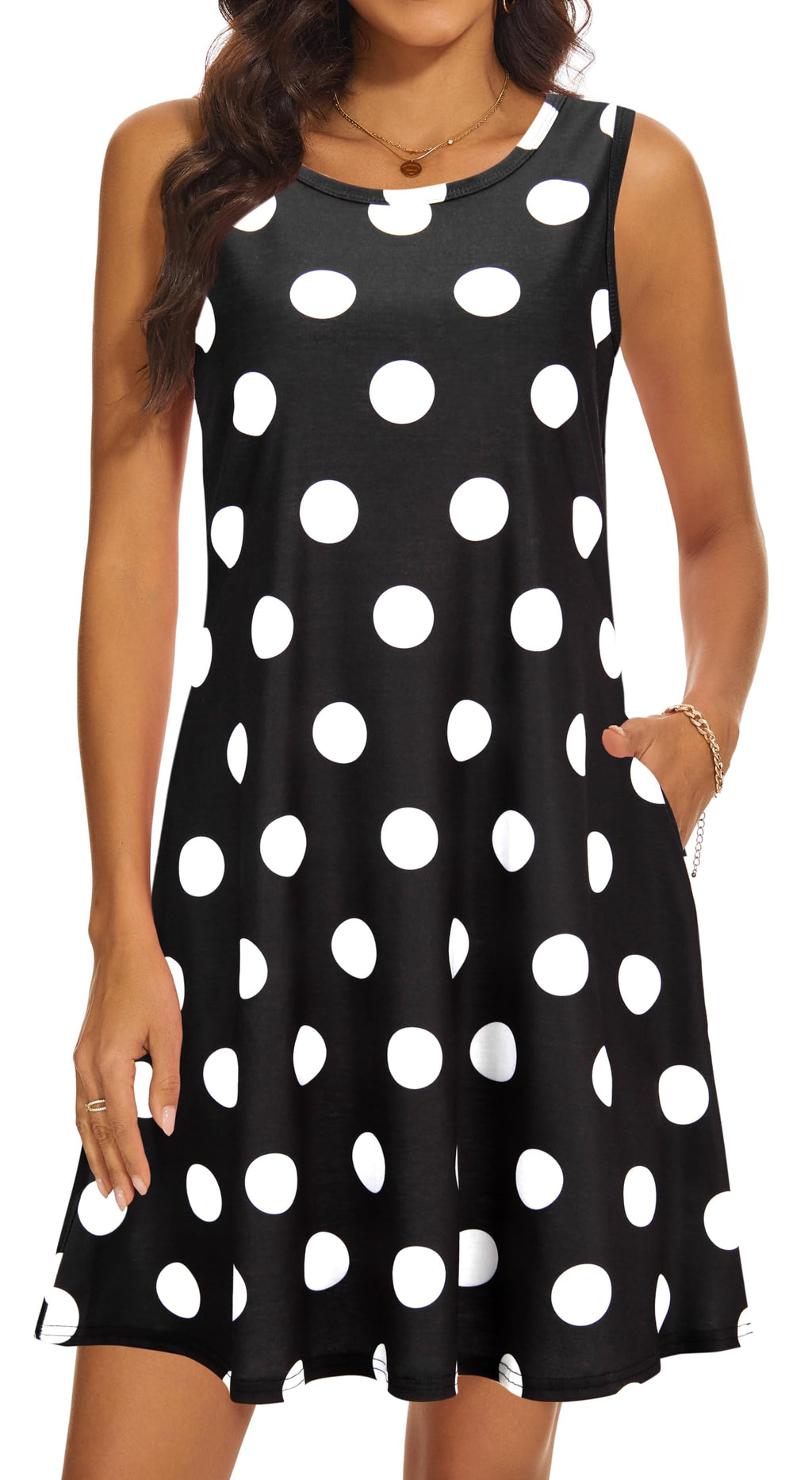 Summer Dresses for Women 2026 Casual Sundresses Beach Cover Ups Sleeveless Tshirt Swing Dress with Pockets