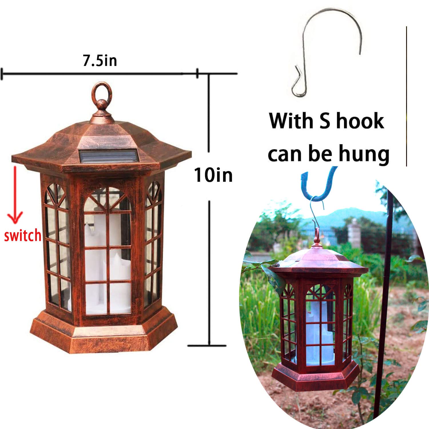 Solar Lantern Outdoor, Outdoor Hanging Candle Lanterns LED Lights - PVC Waterproof Solar Lights Decorative Lantern Lights for Table,Outdoor,Party…