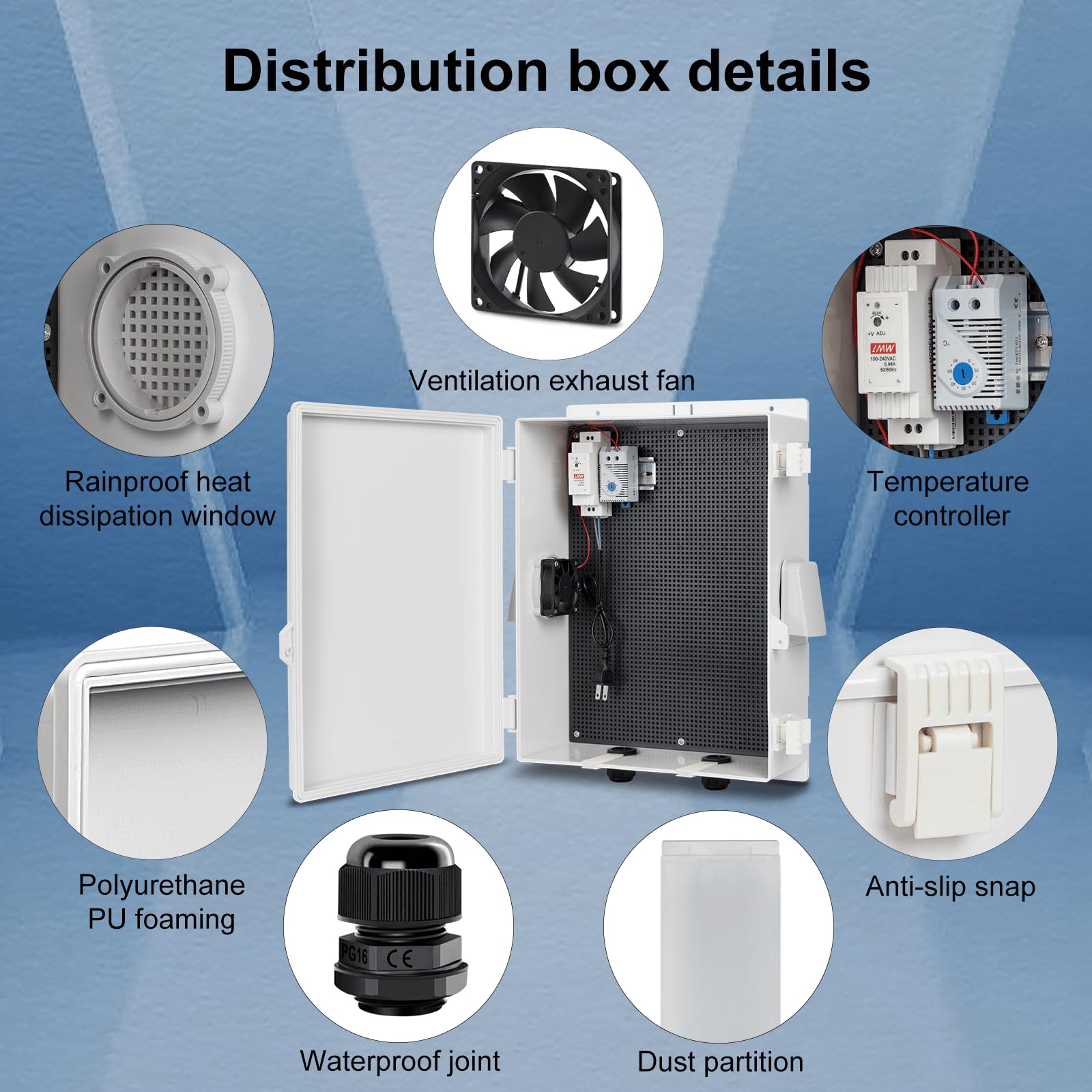 Namunanee Outdoor Electrical Junction Box, ABS Water Resistant Enclosure with Internal Mounting Panel & Hinged Cover, 9.2" H* 7" L* 4.6" W