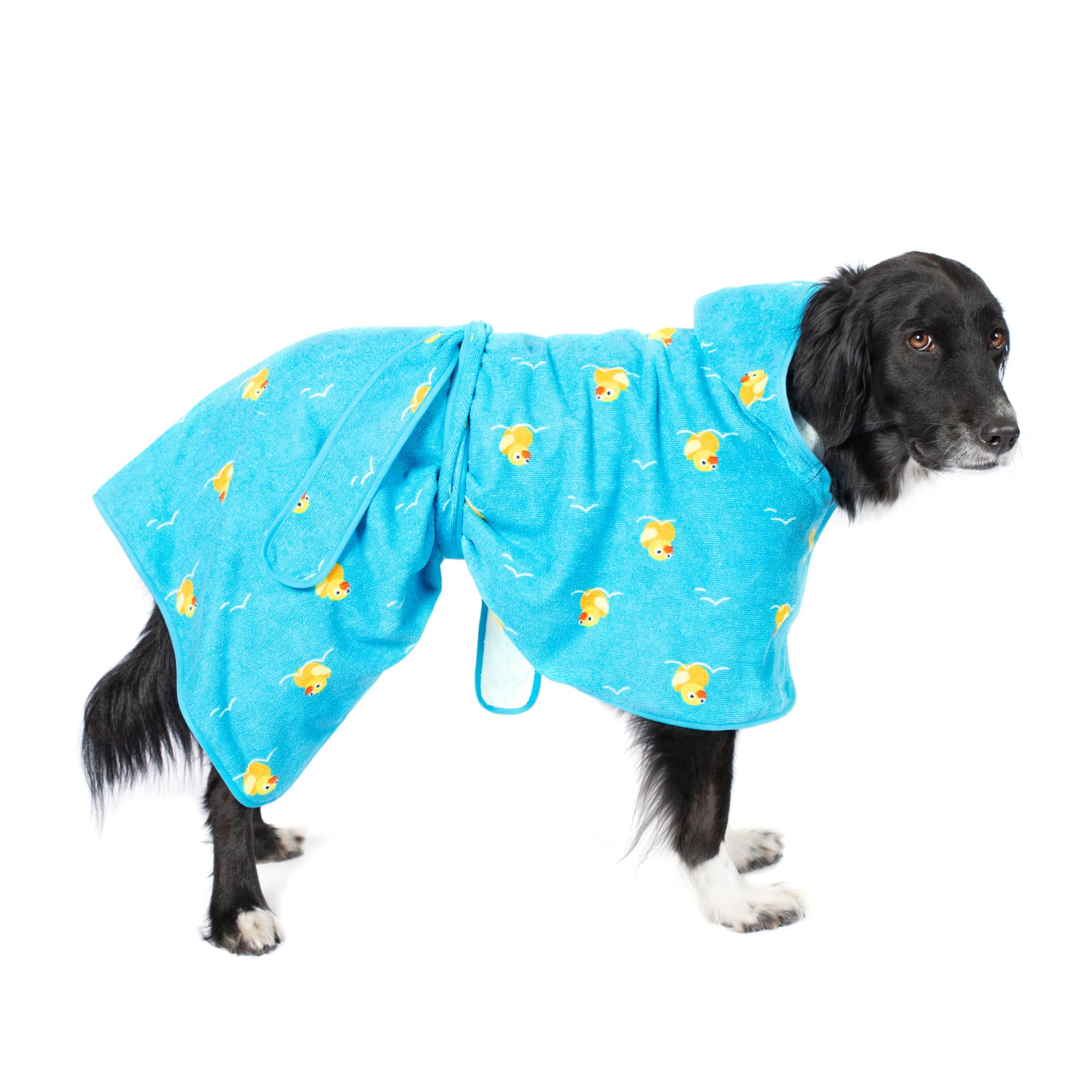 Barkbox Dog Bathrobe Fast Drying with Hook and Loop Closure & Wrap Tie Snuggle, Cute Dogs Clothes, Easy to Clean, Machine Washable, Dog Coats and Tumble Dry Low - Bunny, Medium