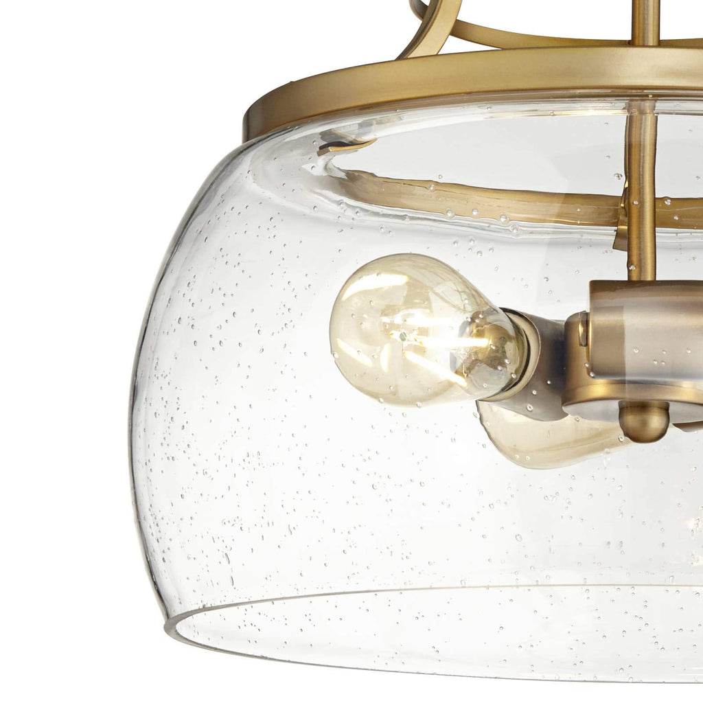 Franklin Iron Works Charleston Satin Nickel Pendant Chandelier 16" Wide Rustic Farmhouse Seeded Clear Glass LED 3-Light Fixture for Dining Room House Foyer Entryway Kitchen Bedroom Living Room