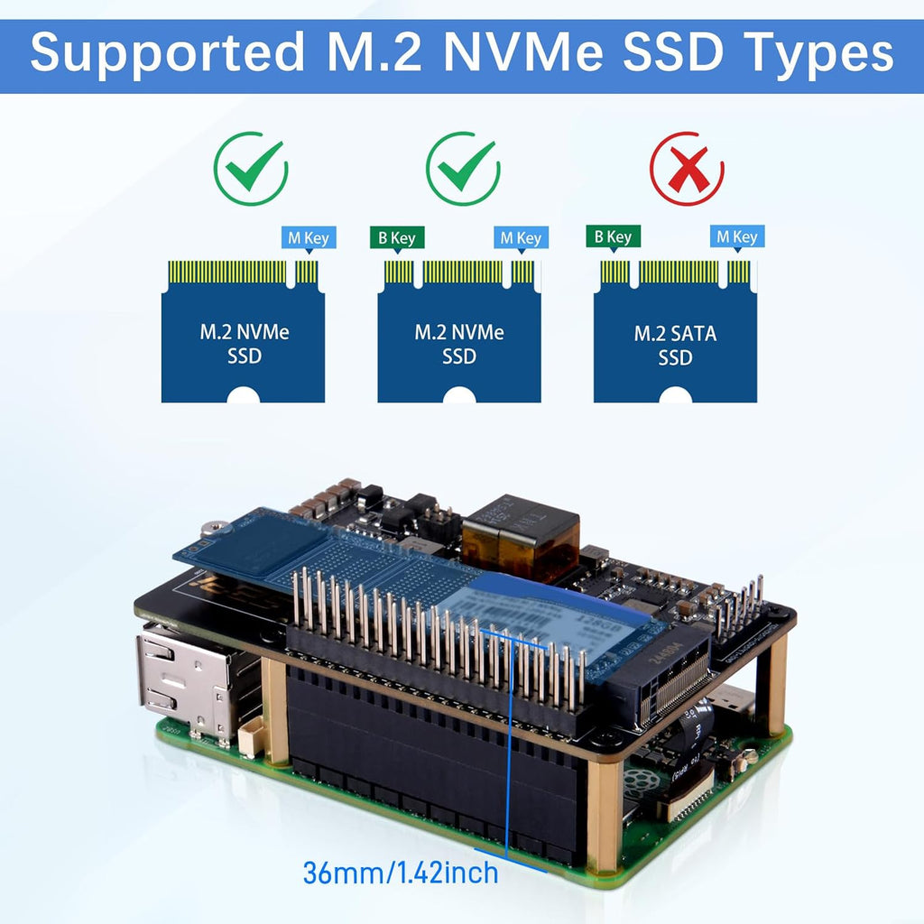 GeeekPi P33 M.2 NVME M-Key PoE+ Hat with Official Pi 5 Active Cooler for Raspberry Pi 5, Support M.2 NVMe SSDs 2230/2242/2260/2280