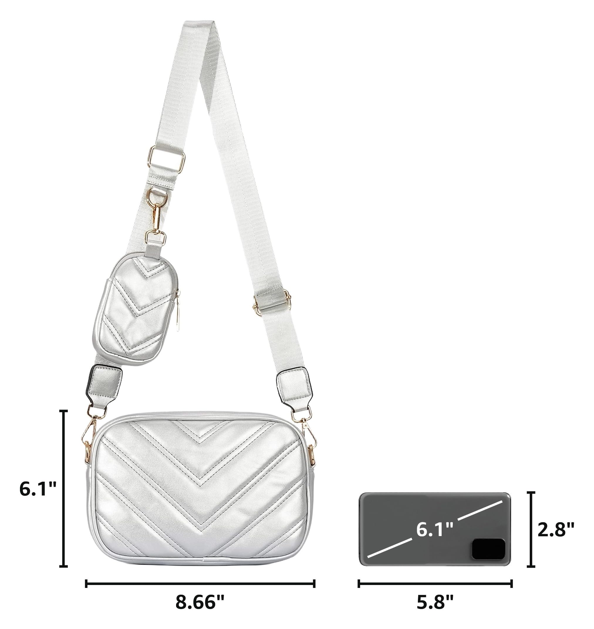 Herald Chevron Quilted Small Crossbody Bag with Coin Purse Pouch, Women Square Camera Side Shoulder 2 Size Handbags | Chevron