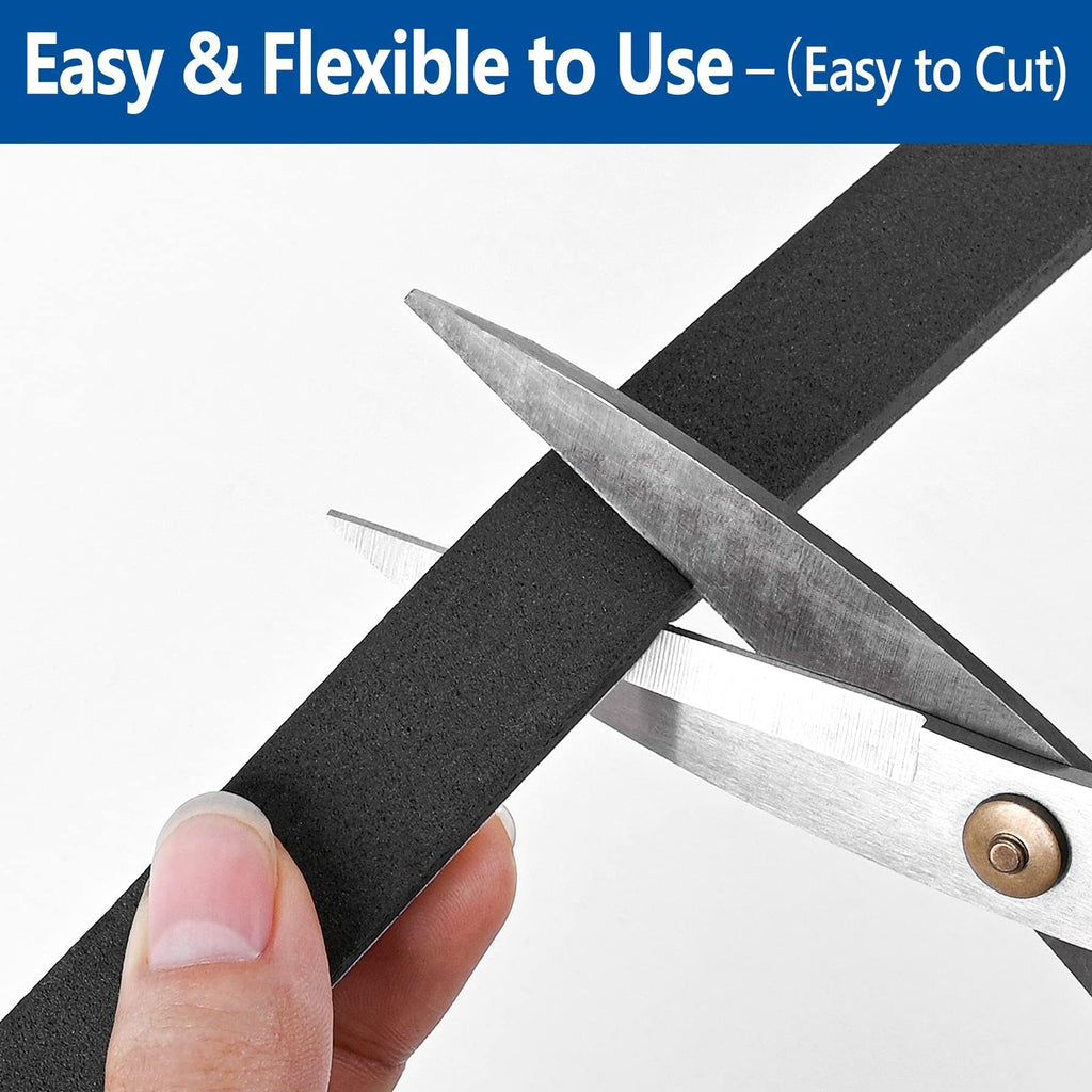 Kikerike Self Adhesive Foam Tape Weatherstrip 1In x 1/2In x 20Ft High Density Foam Insulation Strips Seal Weather Stripping with Strong Adhesive for Door and Window Sound Isolation Soundproofing