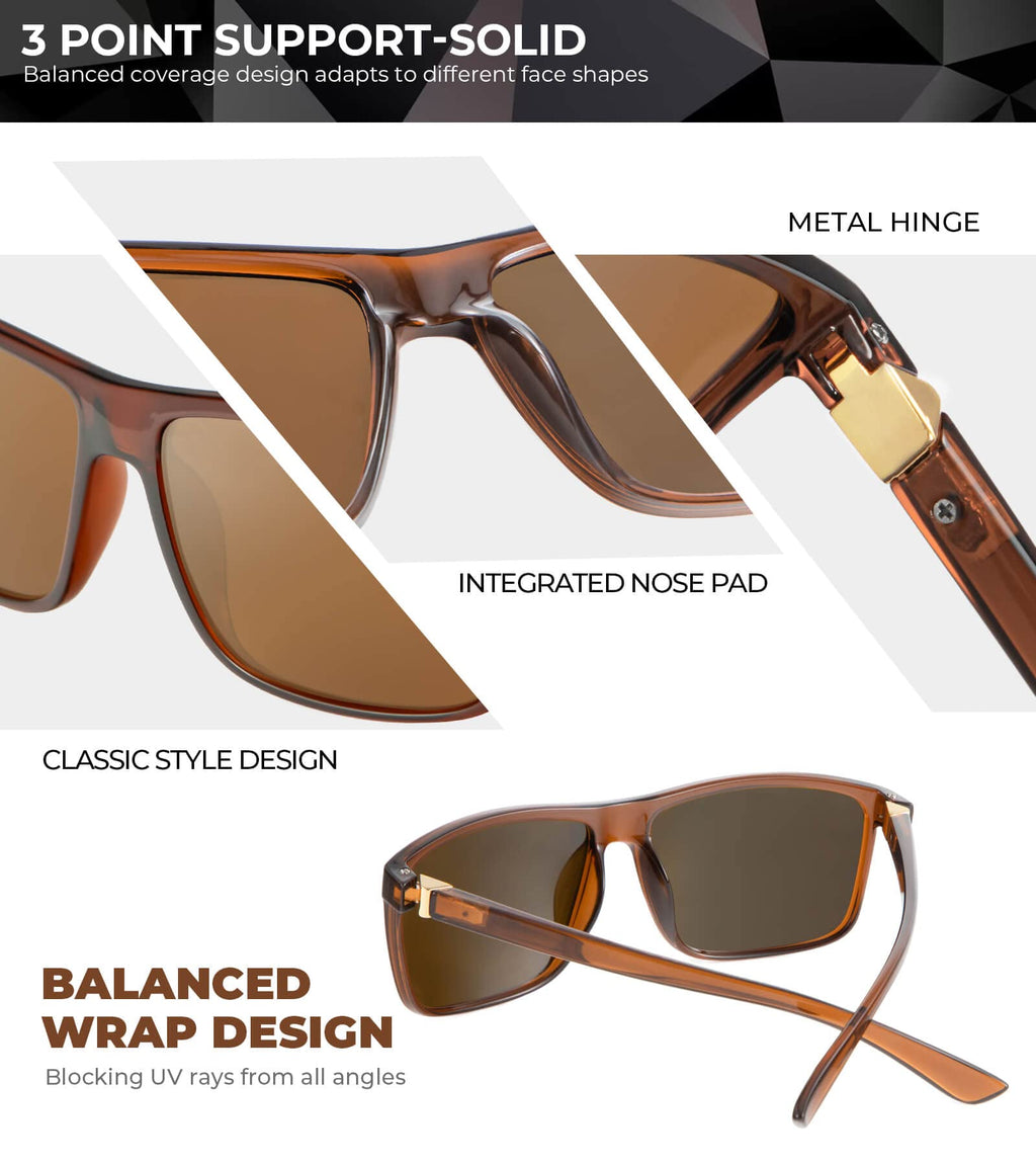 KALIYADI Polarized Sunglasses for Men and Women, Mens Sun Glasses with UV Protection for Driving Fishing Golf (3 Packs)