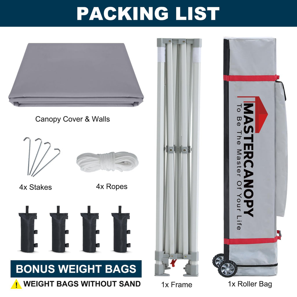 MASTERCANOPY 10x10 Premium Heavy Duty Pop Up Commercial Instant Canopy with Sidewalls(10x10 Blue)