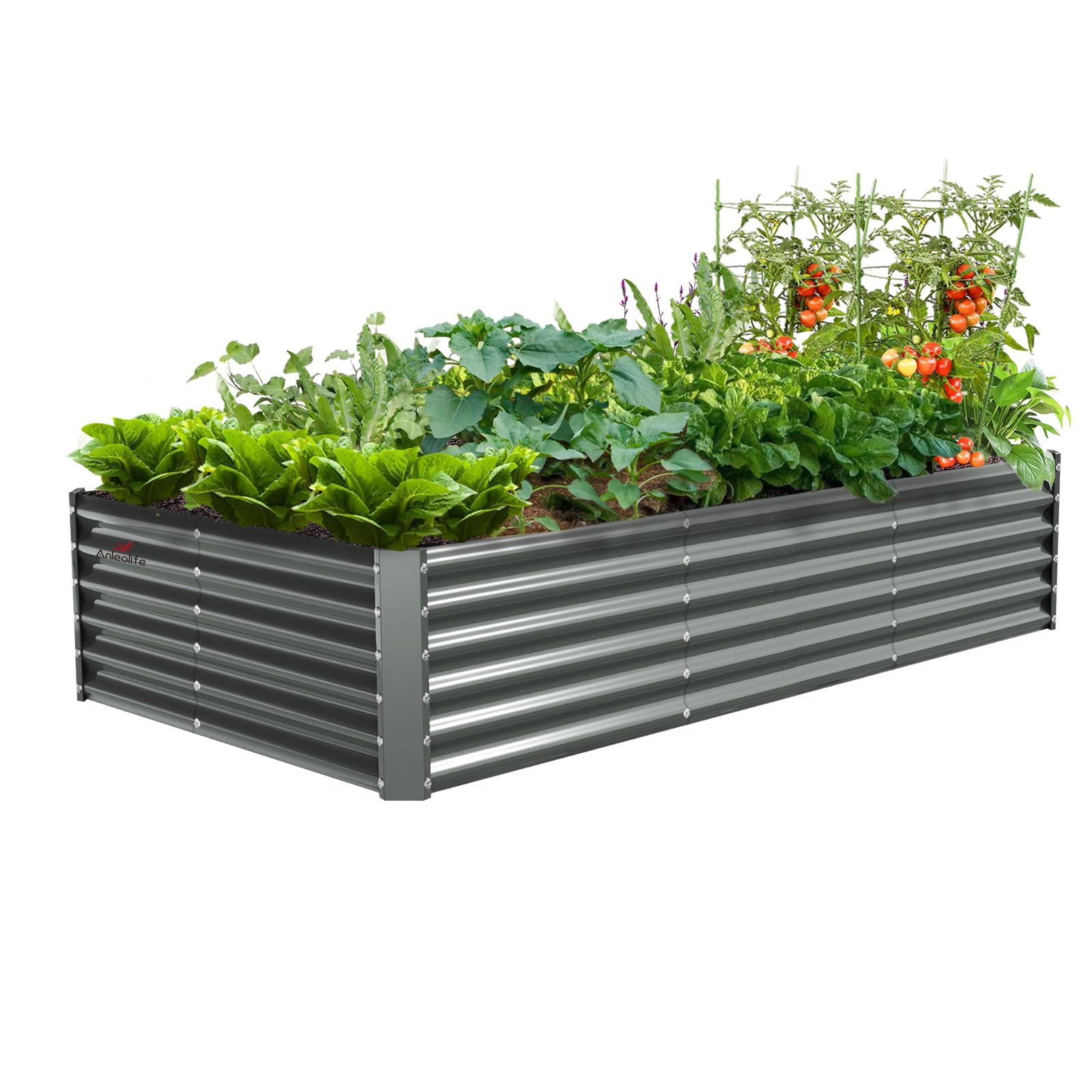 A ANLEOLIFE 2-Pack 3ft x 24” Tall Galvanized Raised Garden Beds Outdoor, Round Metal Planter Box for Planting Vegetables Flowers Herb, Anti-Rust & Easy-Setup, Quartz Grey