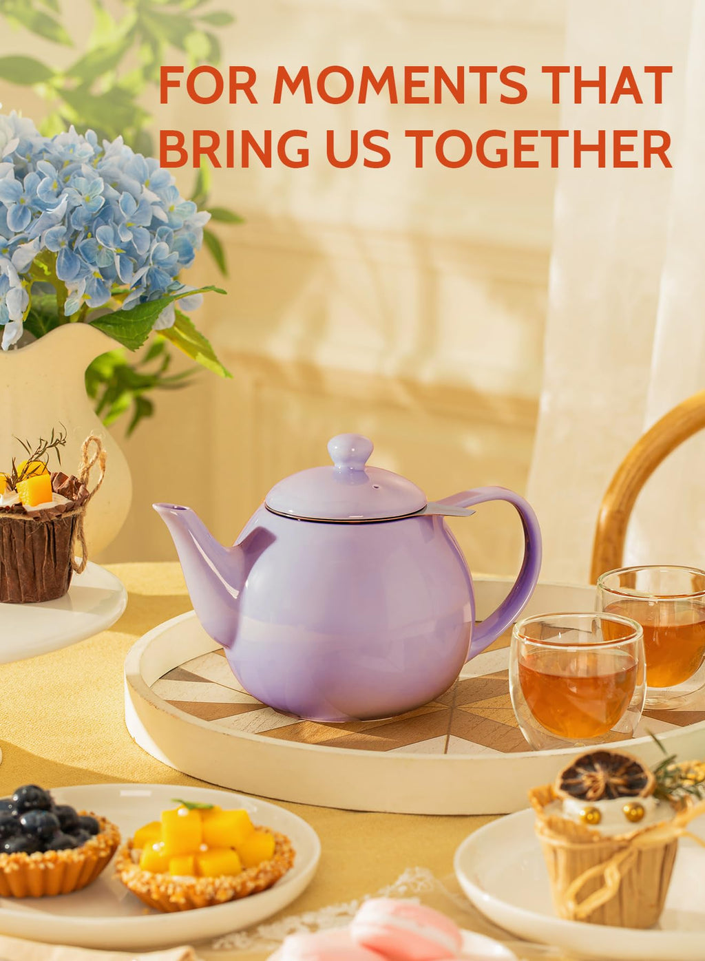 Sweese Porcelain Teapot 27 oz with Infuser for Loose Leaf Tea, Bluish Grey