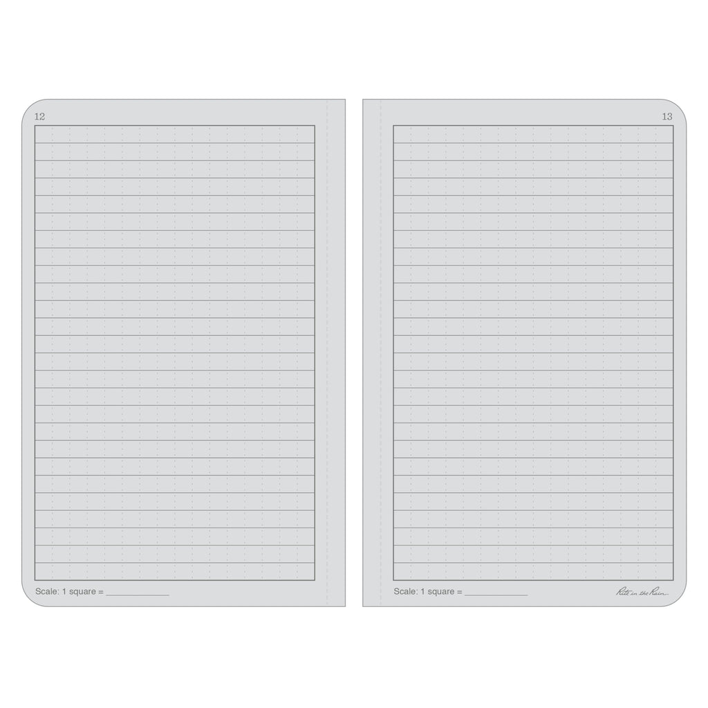 Rite in the Rain Weatherproof Hard Cover Notebook, 4.75" x 7.5", Black Cover, Universal Pattern (No. 770F)