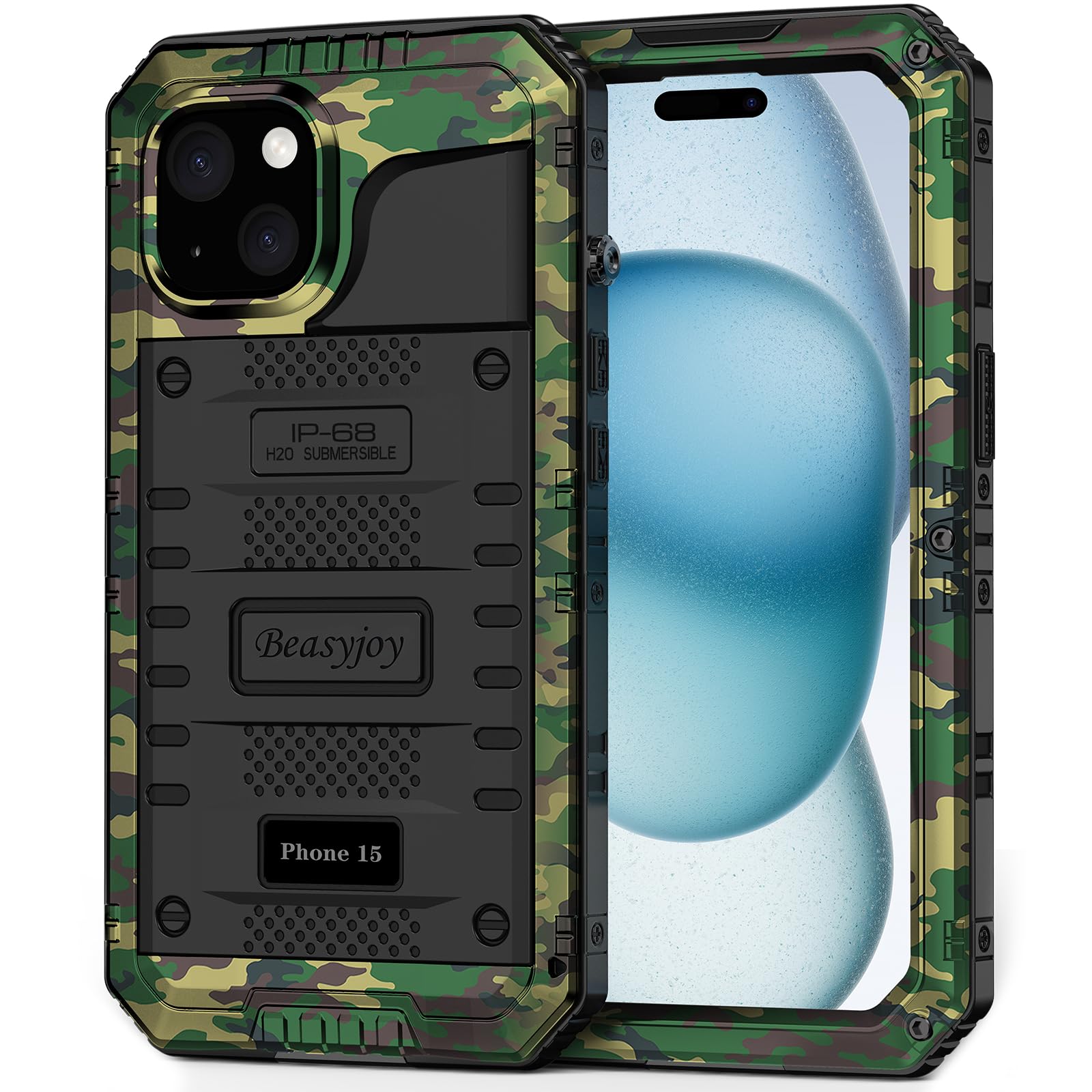 Beasyjoy for iPhone SE 2022/2020/ 8/7 Metal Case, Waterproof Heavy Duty Case with Screen Protector, Full Body Protection Military Grade Shockproof Defender Durable Sturdy Rugged Aluminum Cover, Black