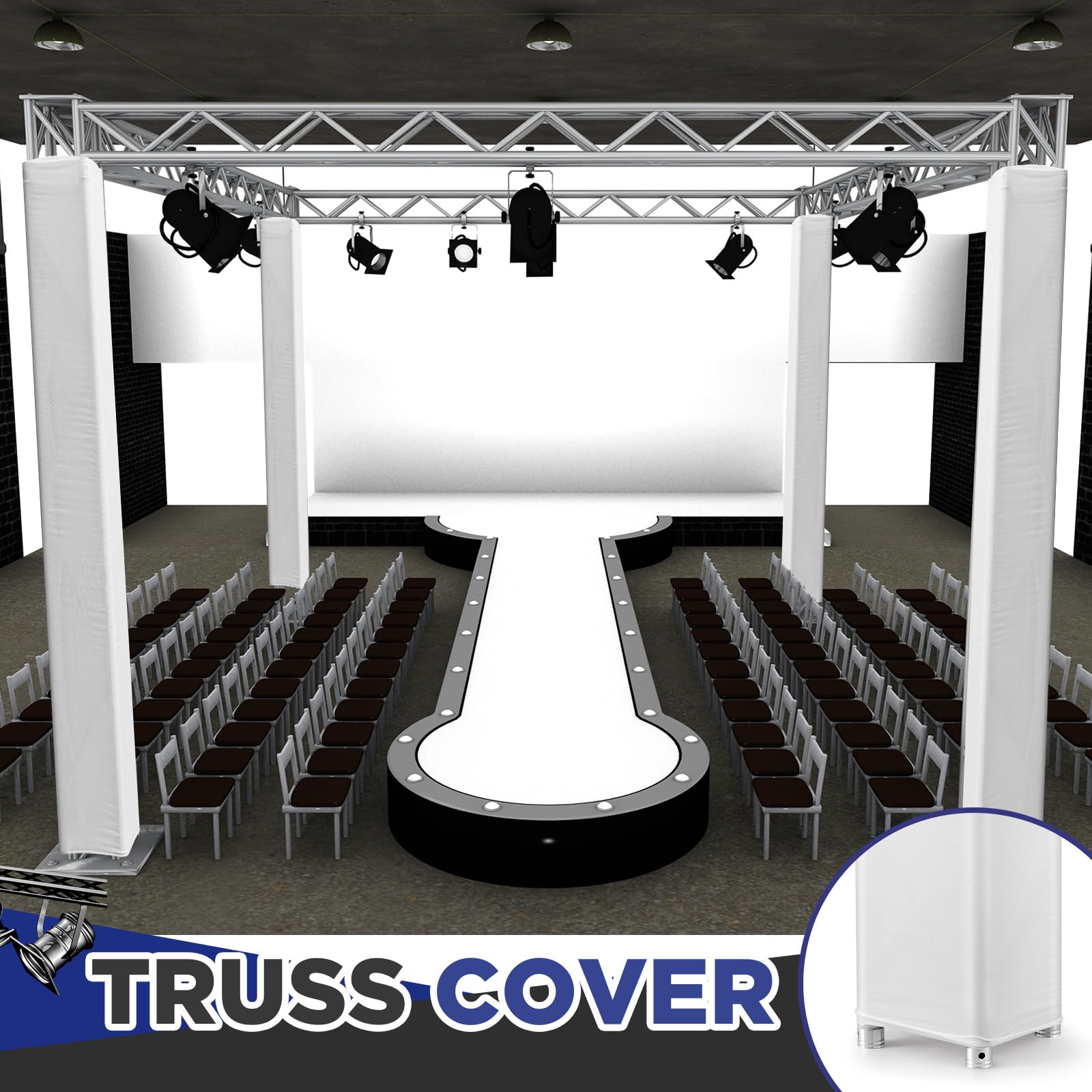 Hahafelt 2 Pcs Black Truss Cover Fits 4.92 ft x 12 in Box Truss Scrim Elastic Fabric Seamless Integration Easy Installation Pull over Sleeves