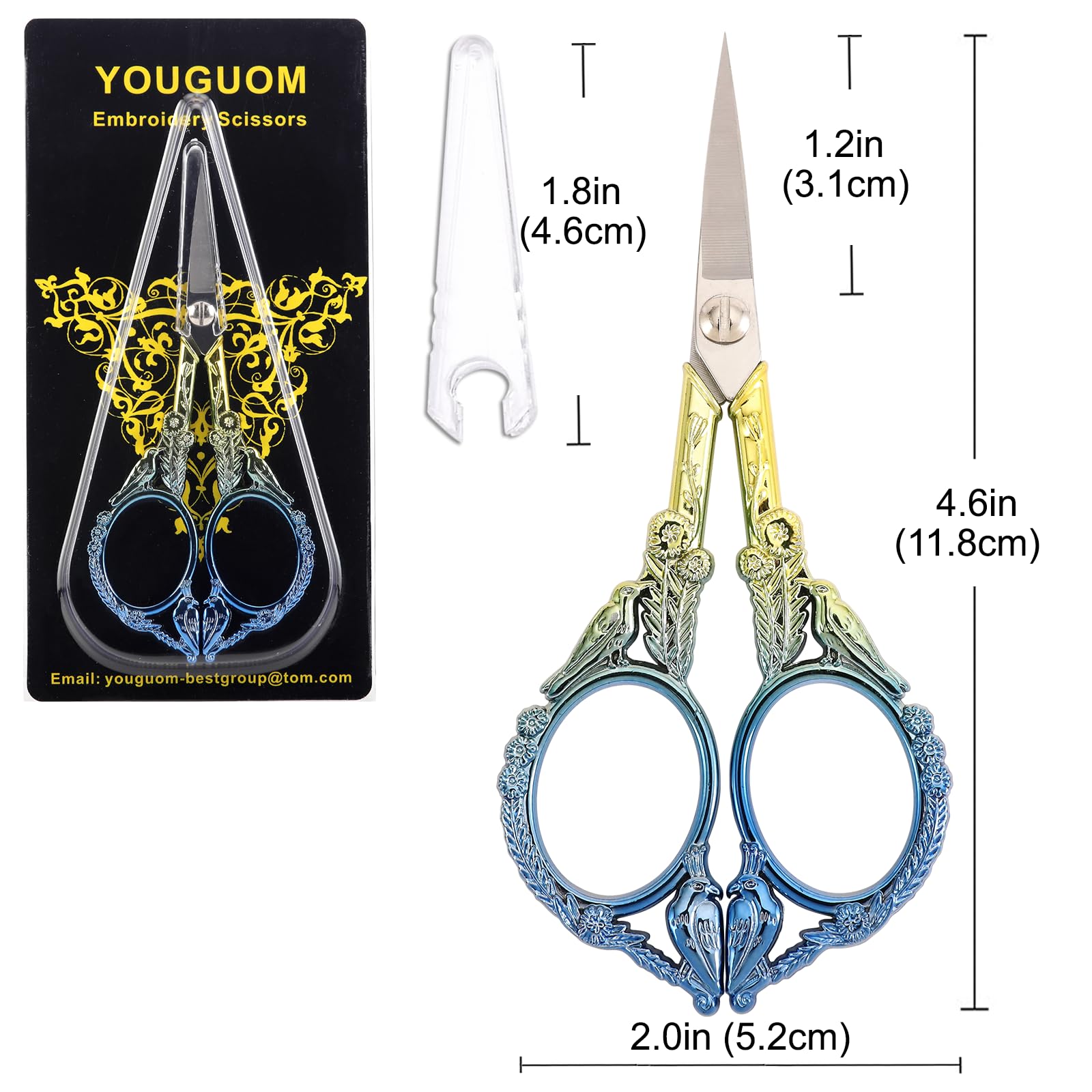 YOUGUOM Small Craft Scissors, Little Travel Sharp Embroidery Scissors All Purpose, Straight Tips Mini Sewing Shears, Precision Detail Thread Cutting Snips