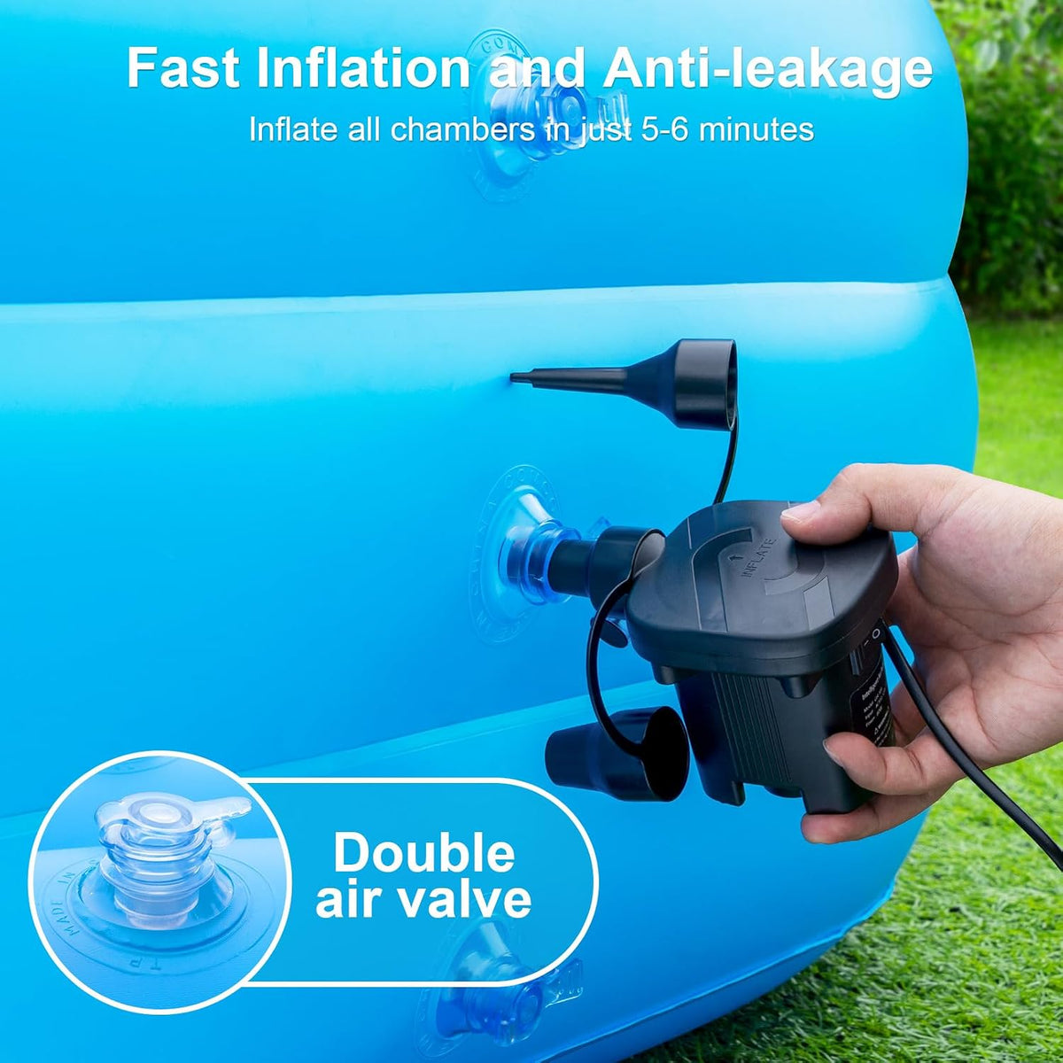 Large Inflatable Pool with Pump - 165'' x 76'' x 22'' Oversized Thickened Blow Up Pool for Adults, Family Swimming Pool for Backyard, Garden and Outdoor Fun