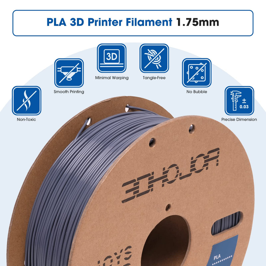 3DHoJor PLA Filament 1.75mm,3D Printing Filament,1kg*2 Cardboard Spool, Fit Most FDM 3D Printer,Dimensional Accuracy +/- 0.03 mm,Vacuum Packaging-2Pack Black