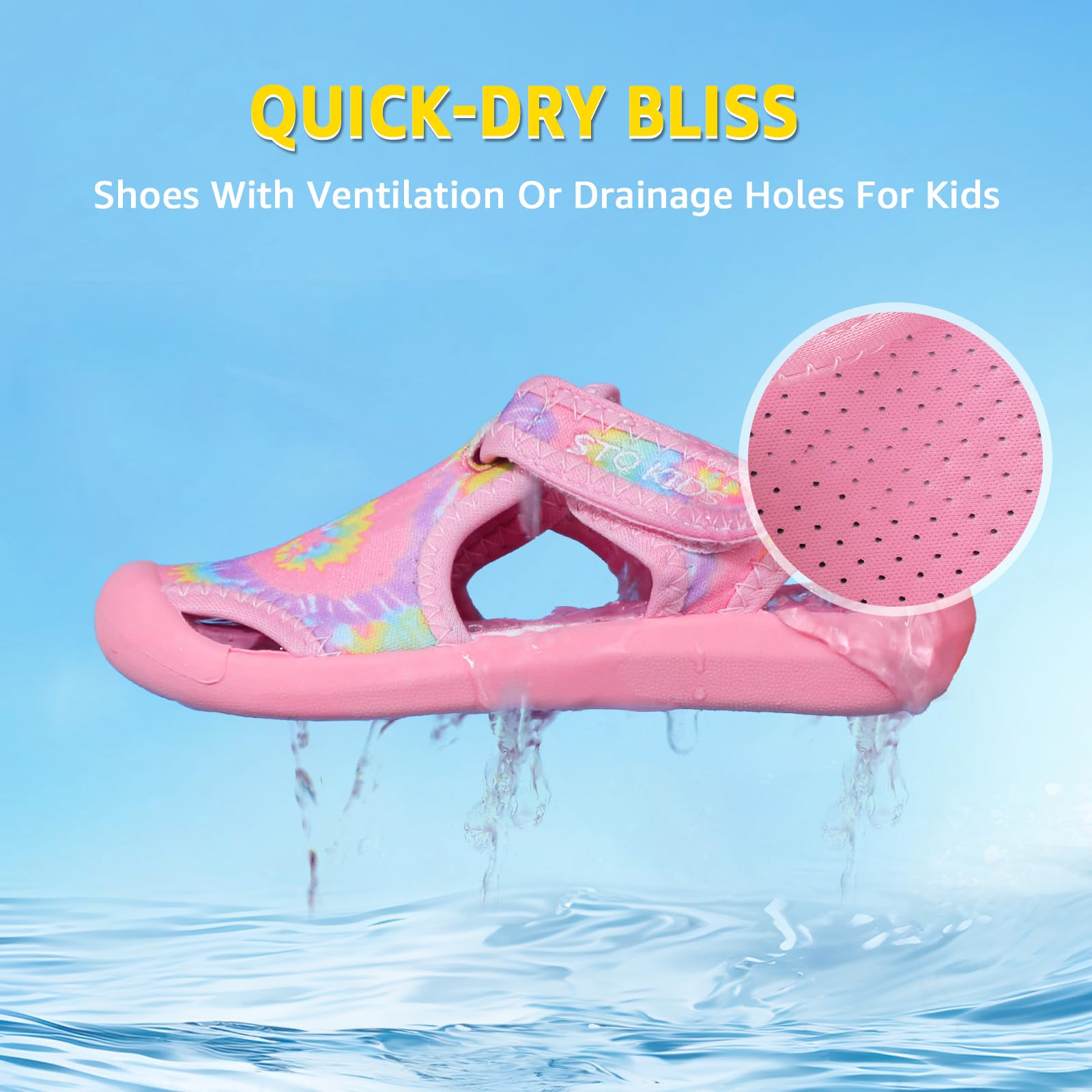 STQ Boys Girls Water Shoes Quick-Dry Slip on Beach Swim Pool Sandals(Toddler/Little Kid)