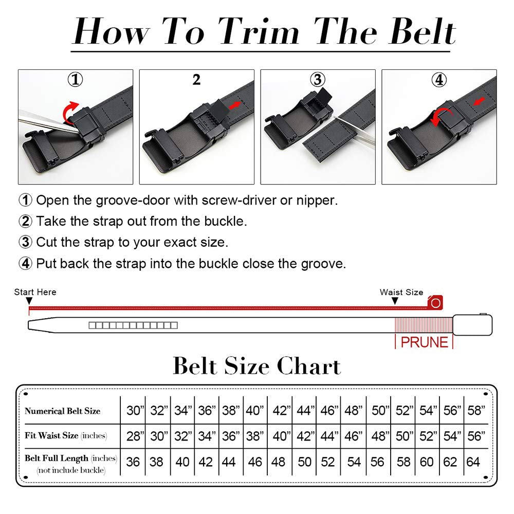 DOOPAI Men's 2 Pack Ratchet Dress Belt - Adjustable 1 3/8" Genuine Leather, Size Length Can Be Cut, With Gift Box