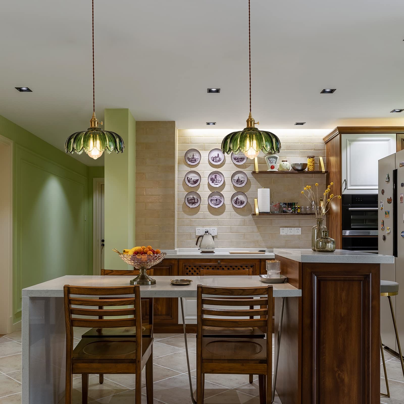 XZHGCEE Plug in Pendant Light: Amber Hanging Lamp Plug in Pendant Lamp, Glass Pendant Lighting for Kitchen Island, Bedroom, Dining Room, Living Room, No Bulb