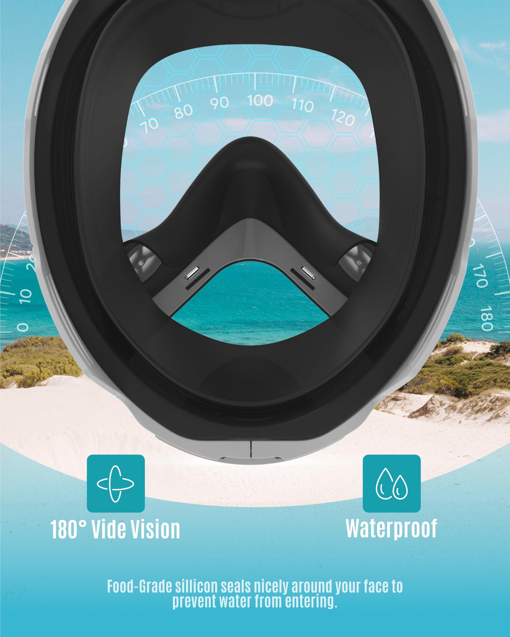 G2RISE Kids Snorkel Mask Full Face Snorkel Set, Snorkeling Gear for Kids with 180 Degree Panoramic View, Anti-Leak & Anti-Fog