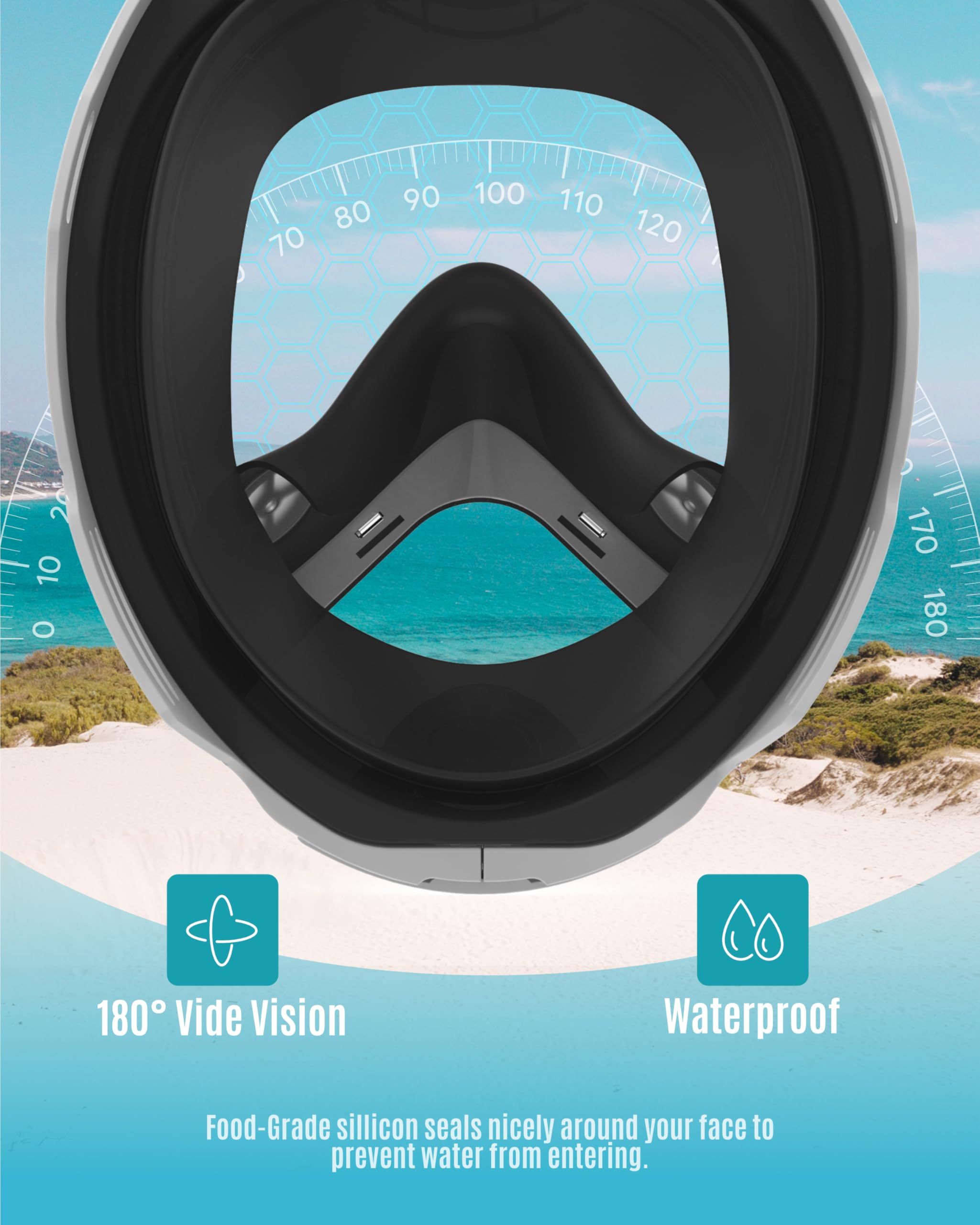 G2RISE Kids Snorkel Mask Full Face Snorkel Set, Snorkeling Gear for Kids with 180 Degree Panoramic View, Anti-Leak & Anti-Fog