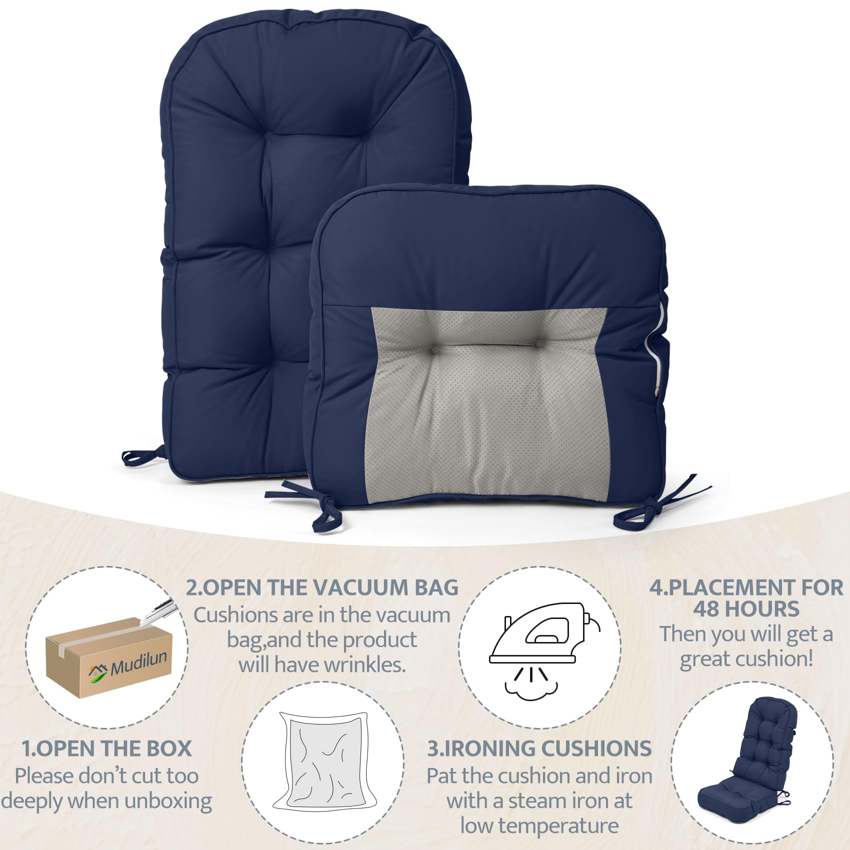 mudilun Rocking Chair Cushion - Non-Slip Tufted 4-Inch Thickened Rocking Chair Cushions with Ties Indoor/Outdoor Wooden Rocking Chair Pad for Living Rooms, Bedrooms, and Balconies